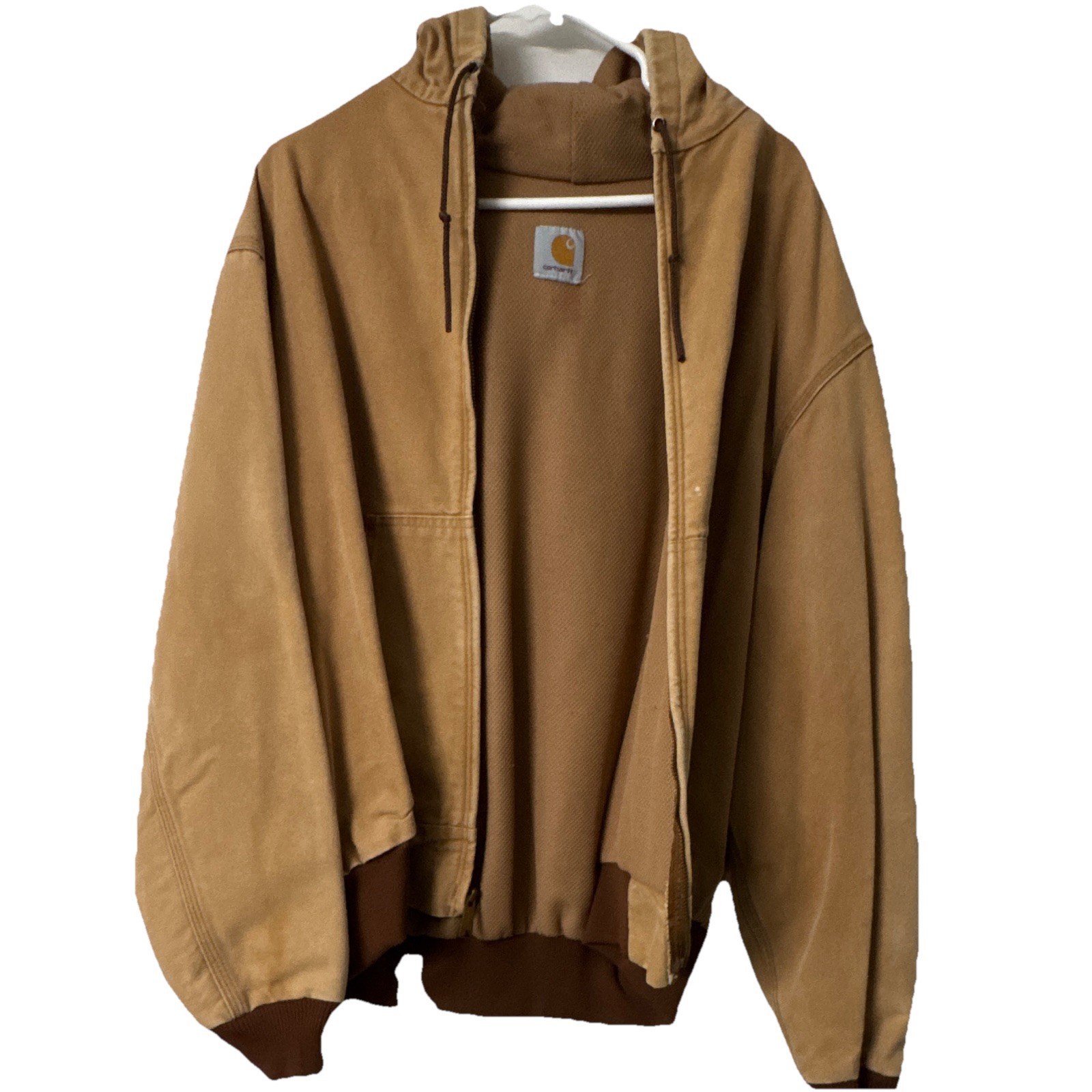 Carhartt Men’s L Regular Brown Canvas Cotton Full Zip Hooded Logo Hoodie