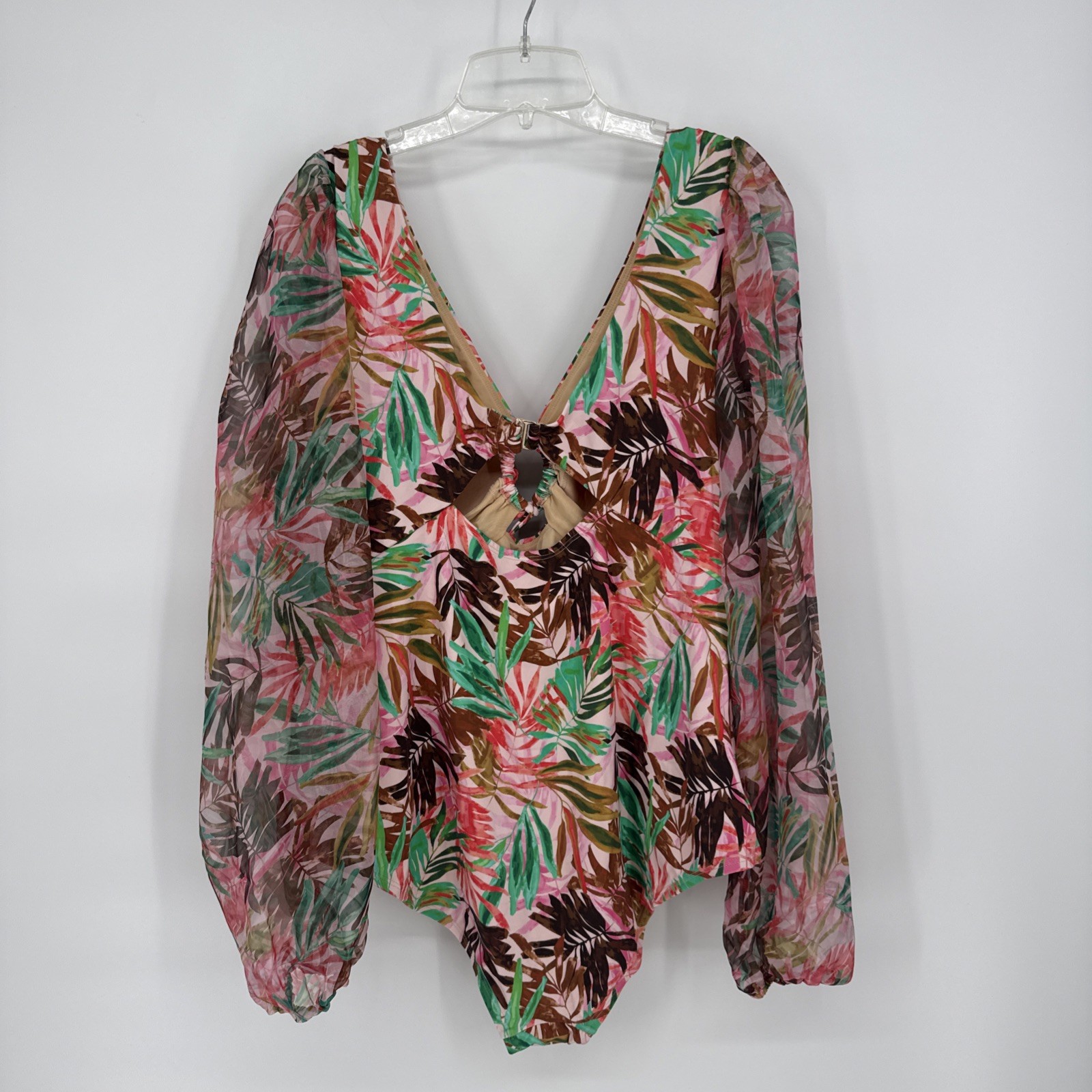 Kim Gravel x Swimsuits For All Size 22W Chiffon Sleeve One-Piece Daquiri Palm