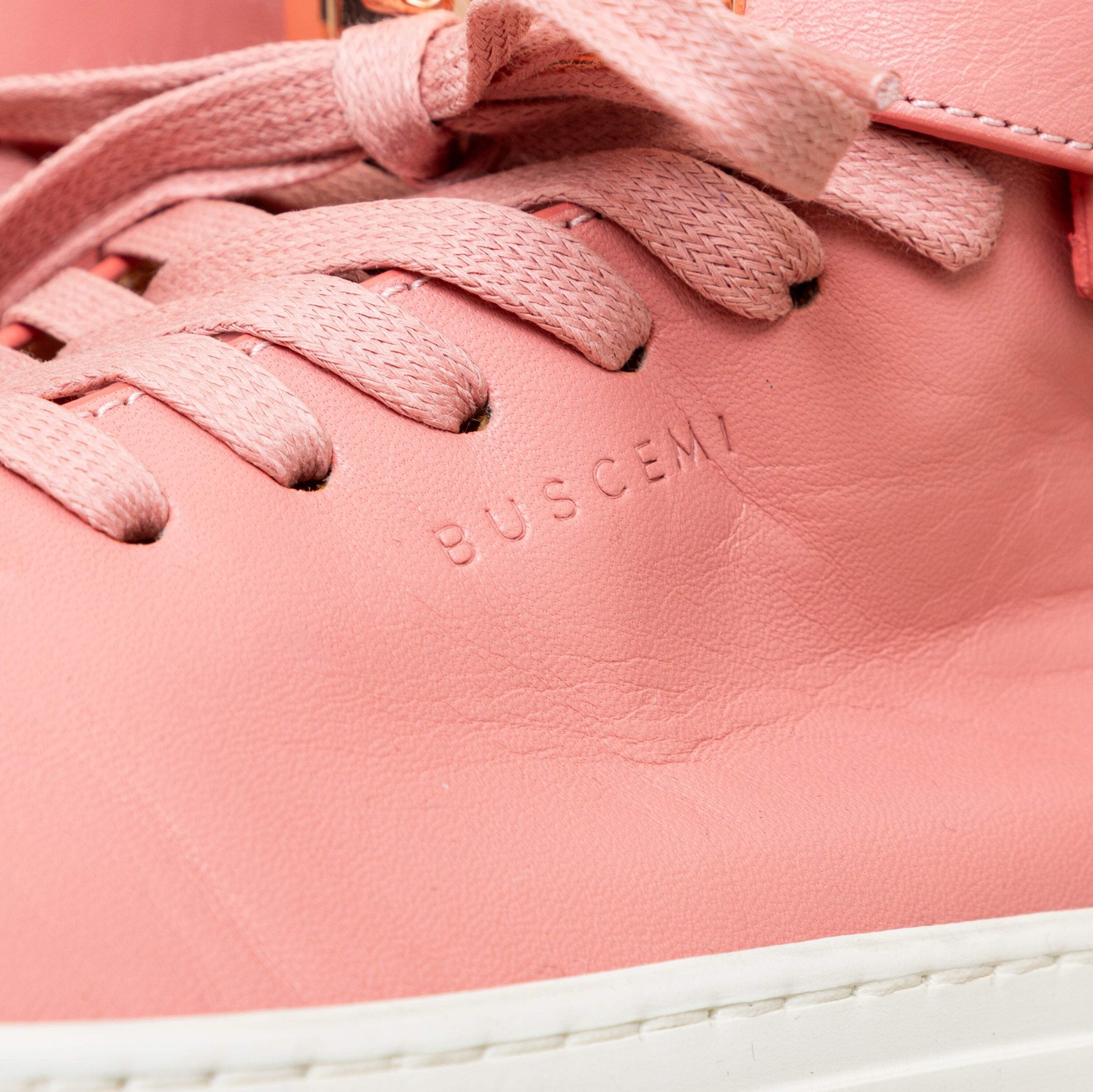 Buscemi 100MM Pink Nappa Leather High Top Sneakers Rose Gold Padlock