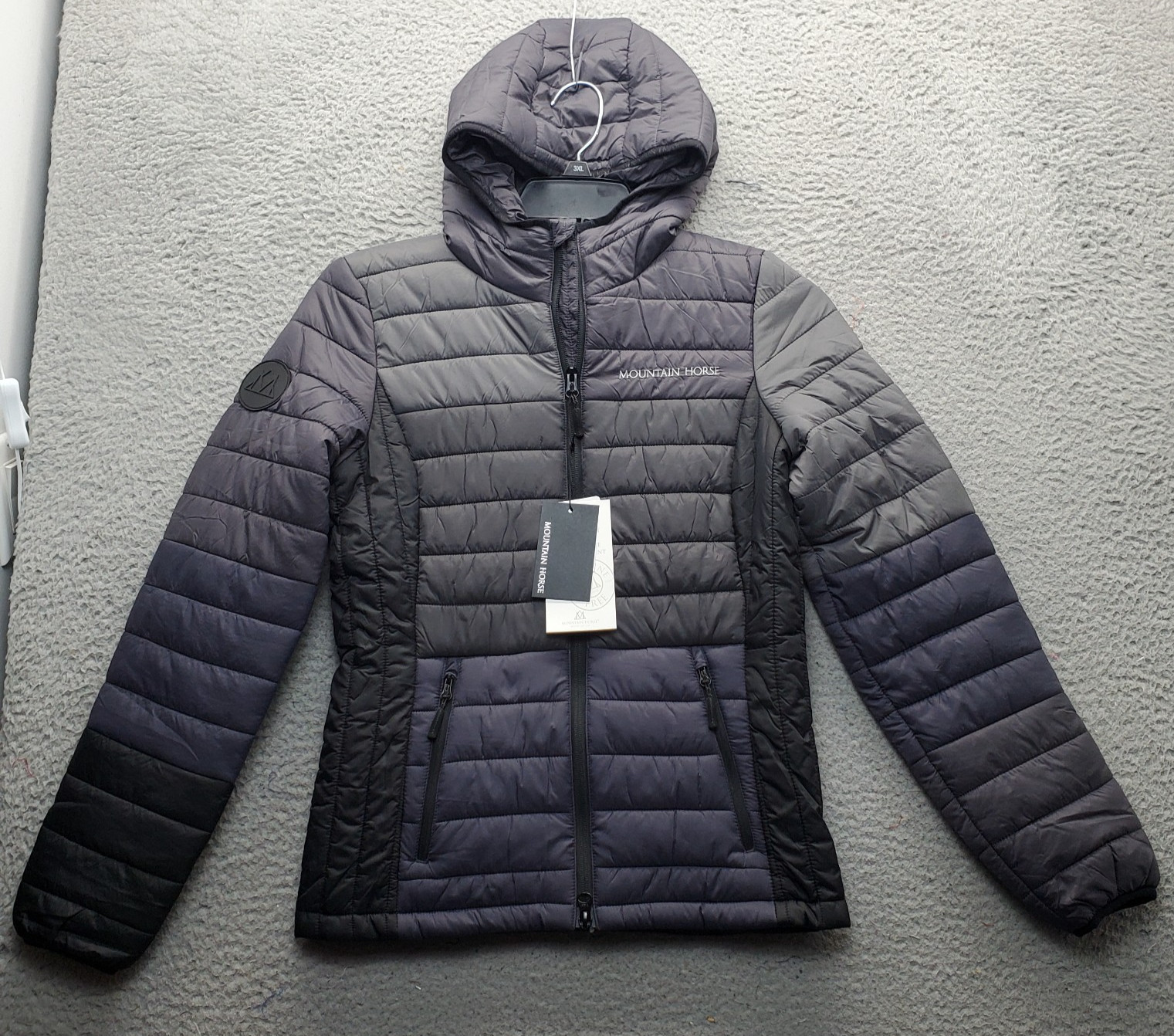 Mountain Horse Puffer Jacket Women Small Multi Quilted Hooded Long Sleeve Zip-Up