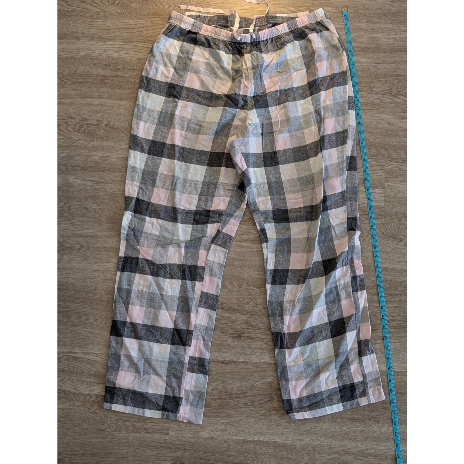 Croft & Barrow Pajama Set Womens Large L Pink Grey Plaid Cotton Sleepwear 2pc
