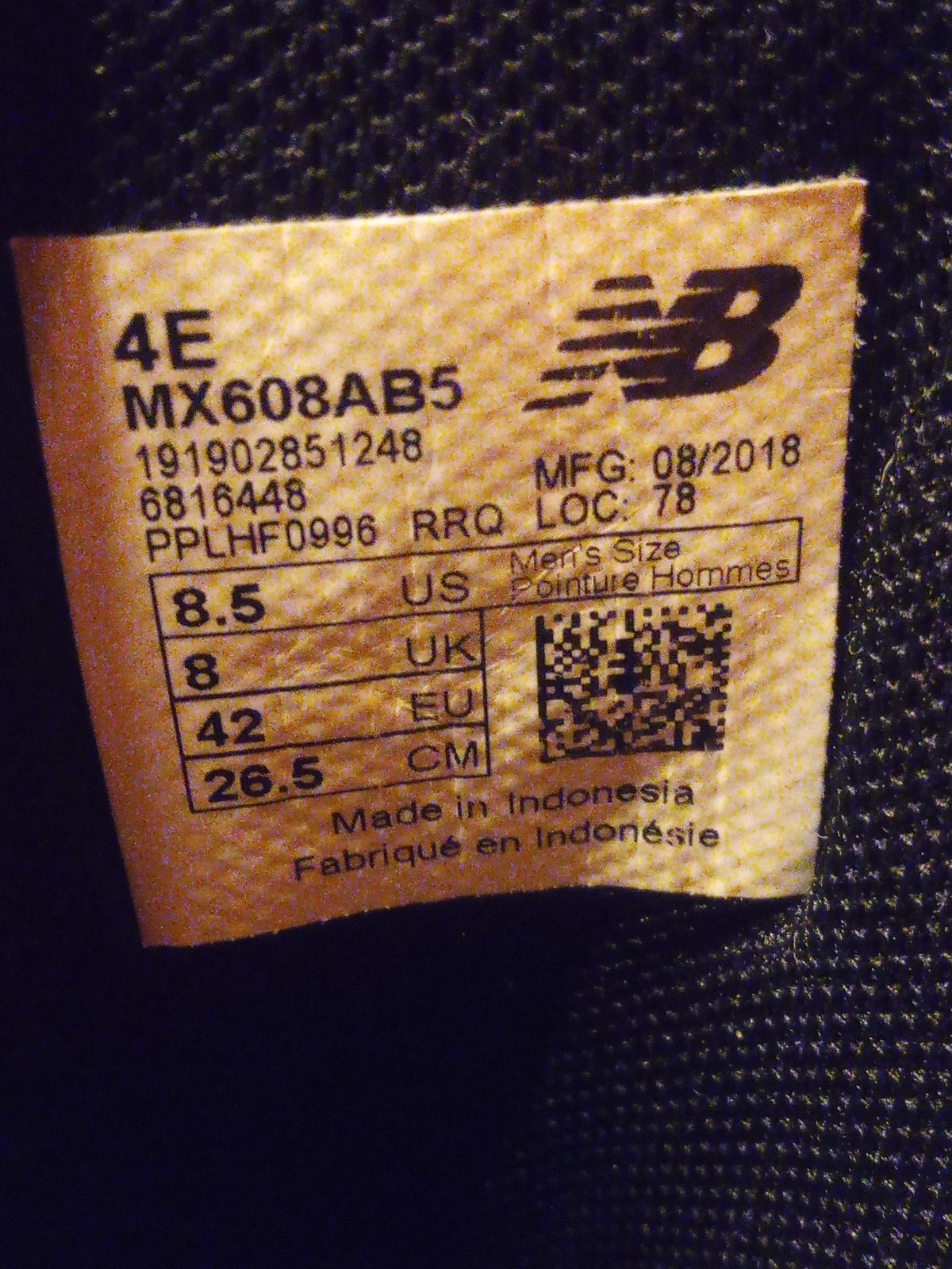 New Balance 608 Men’s Size 8.5 4E Black Leather Running Shoes
