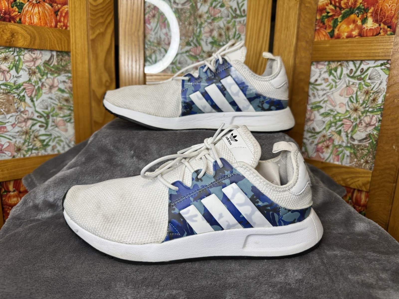 ADIDAS X_PLR White/Blue Camo Sneakers Trainer Shoes Casual Running Outdoor Sz 7