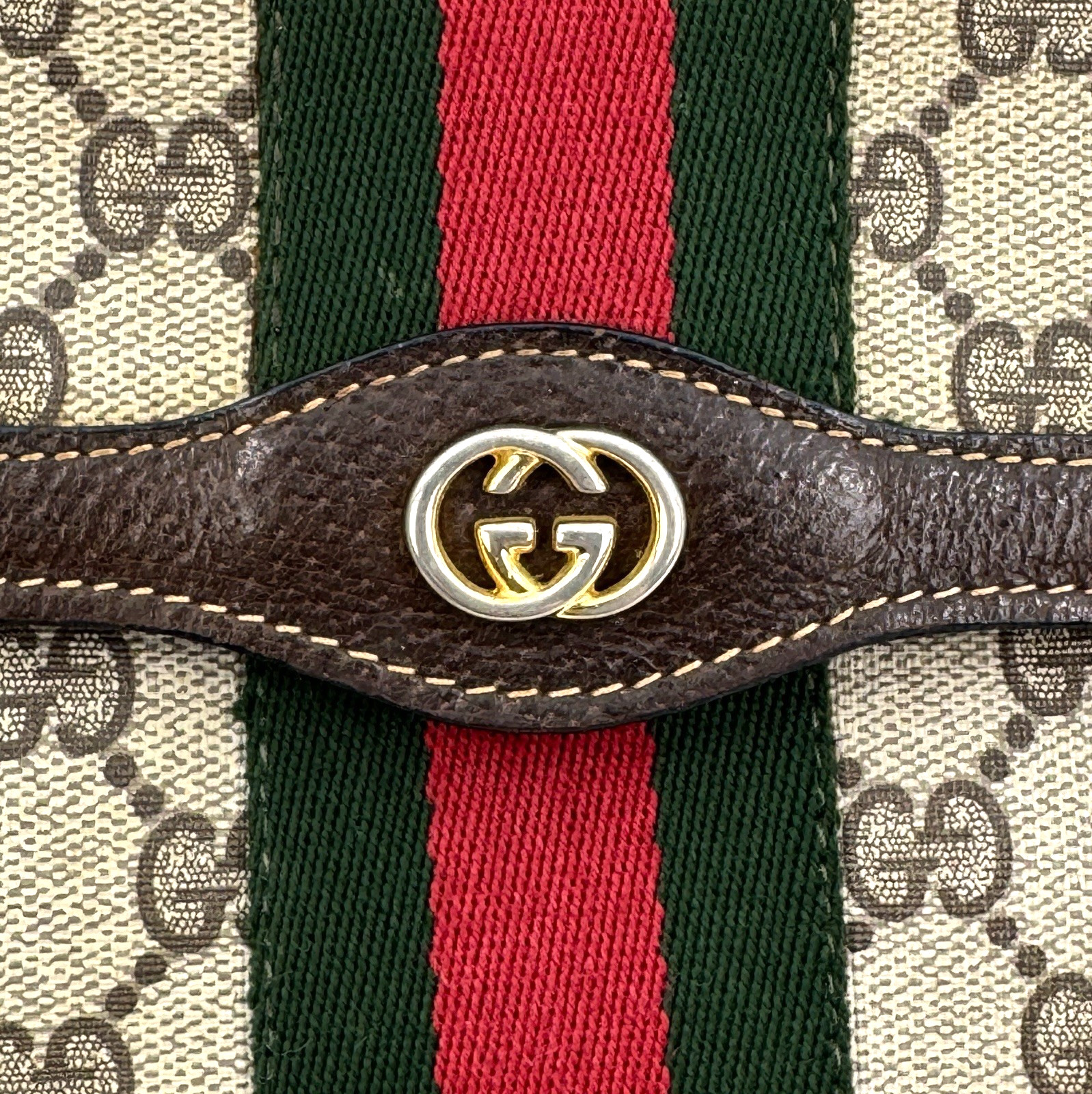 Gucci Sherry Line Clutch Bag PVC Leather Vintage GG Authentic