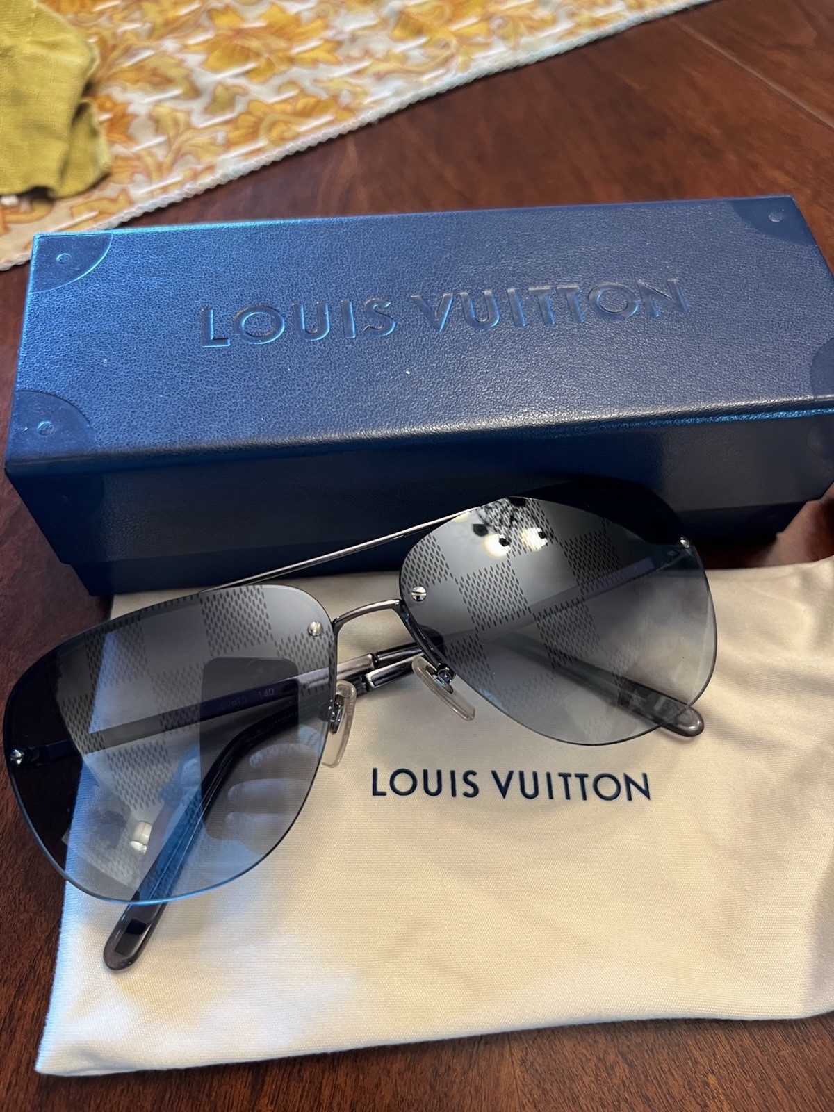 Louis Vuitton Socoa Damier Pilot Rimless Silver Check Sunglasses