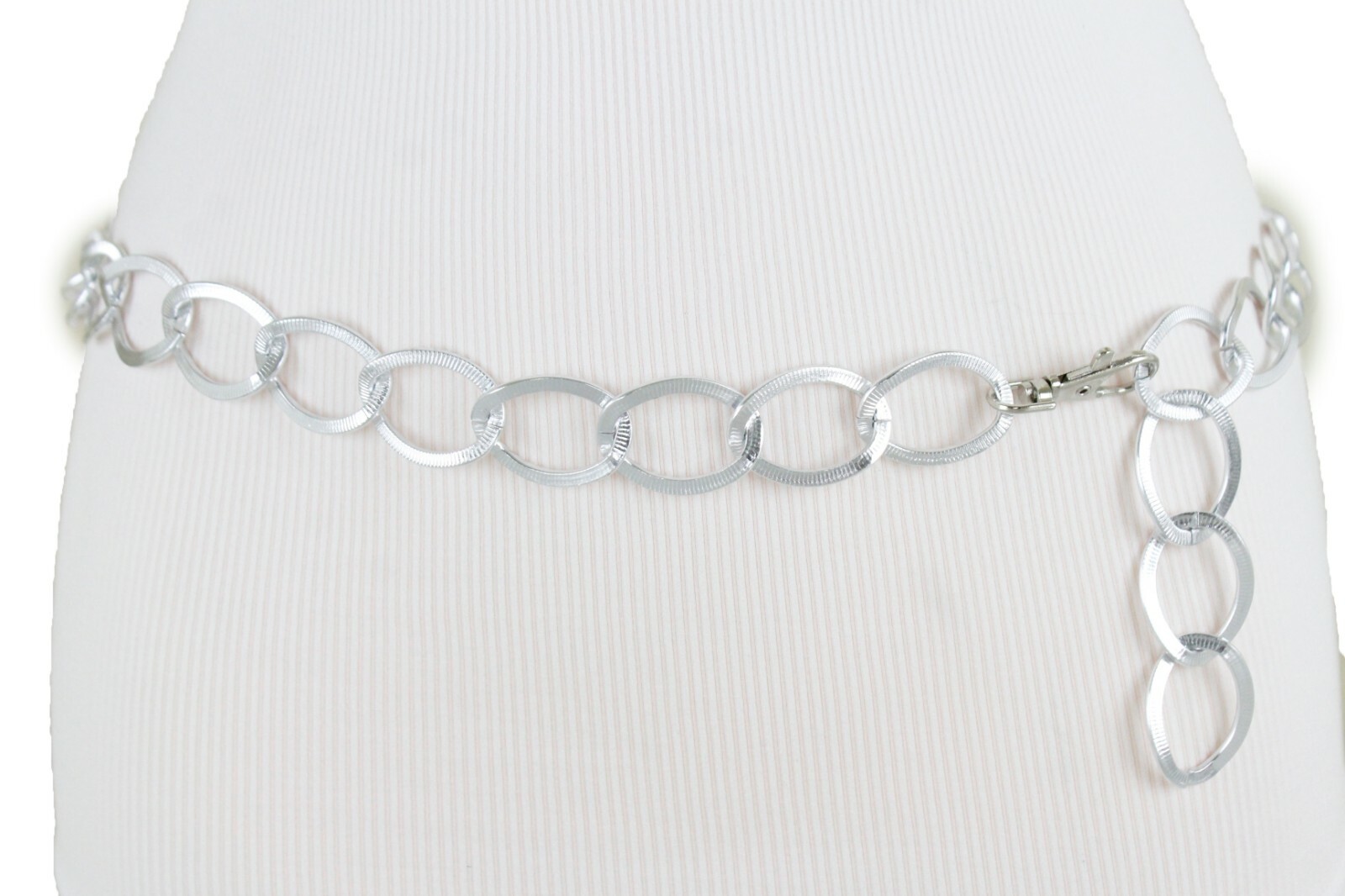 Hot Women Cute Fashion Belt Shiny Silver Color Metal Chain Link Hip Waist M L XL