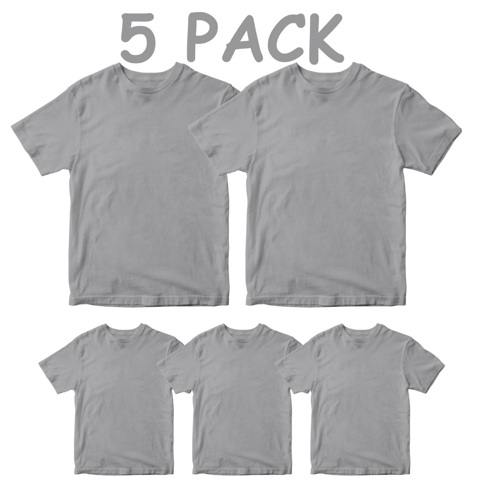 5 pack Plain T-shirt Unisex Premium Cotton Crew Neck Round t-shirt Gifts Top
