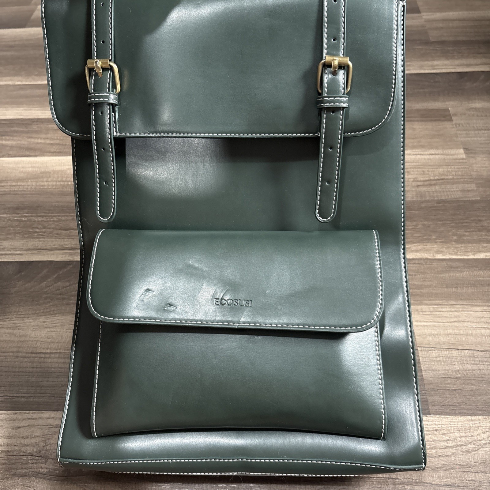 ECOSUSI Laptop Backpack UNISEX PU Leather Backpack Vintage for Laptop 15.6…