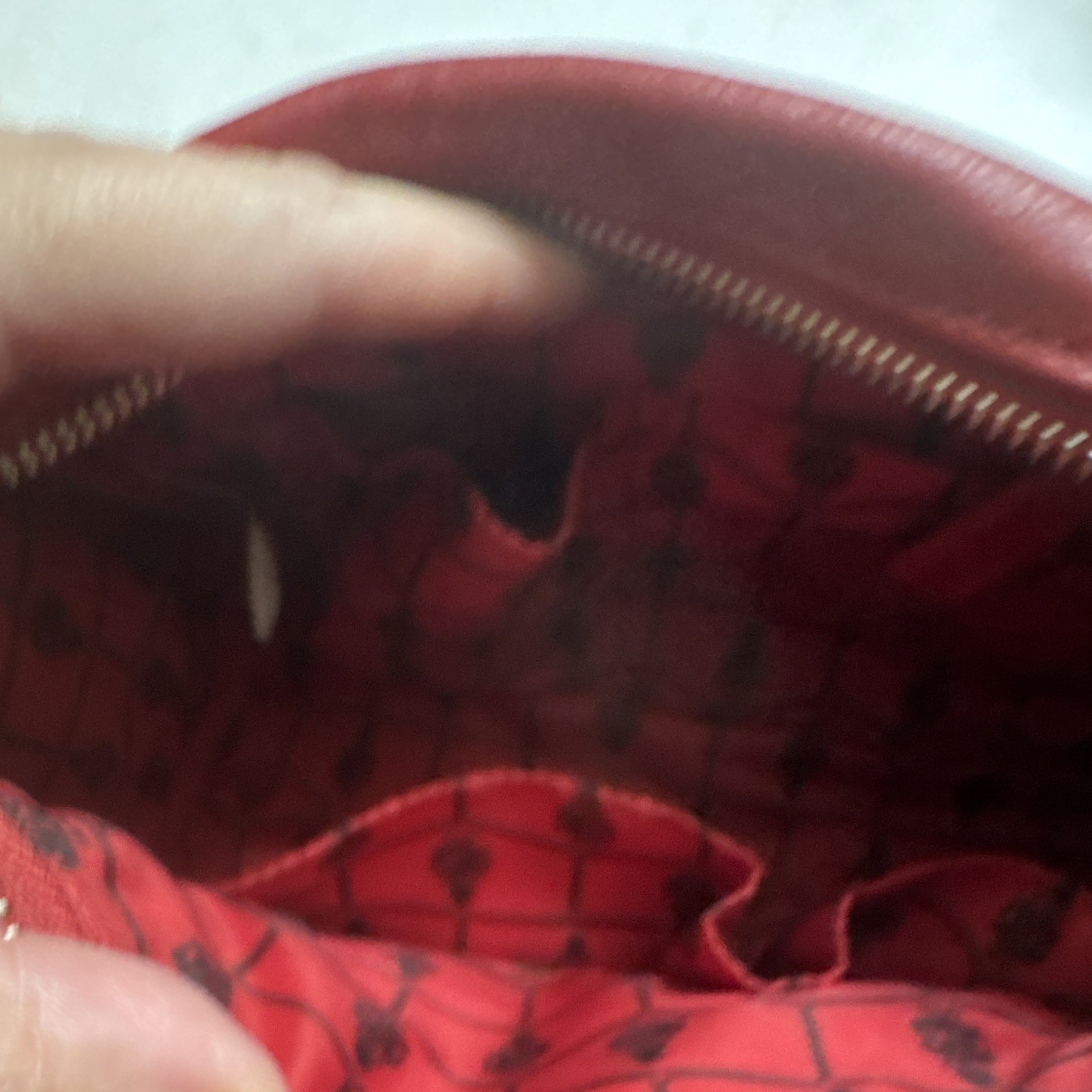 Mark Cross Women’s Red Handbag with Zipper, Buckle Accent, Dust Bag