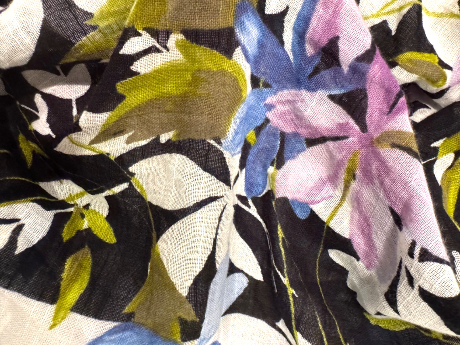 J.Jill Floral Black Green Blue Infinity Scarf 34 x 20 in