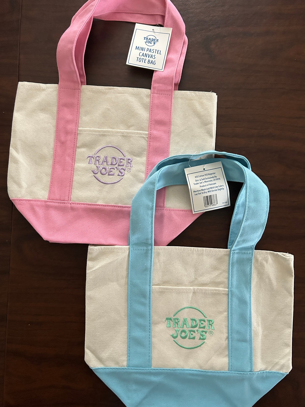 LIMITED EDITION Trader Joe’s Spring Pastel Mini Tote Bags 2025 NWT (Set of 2)