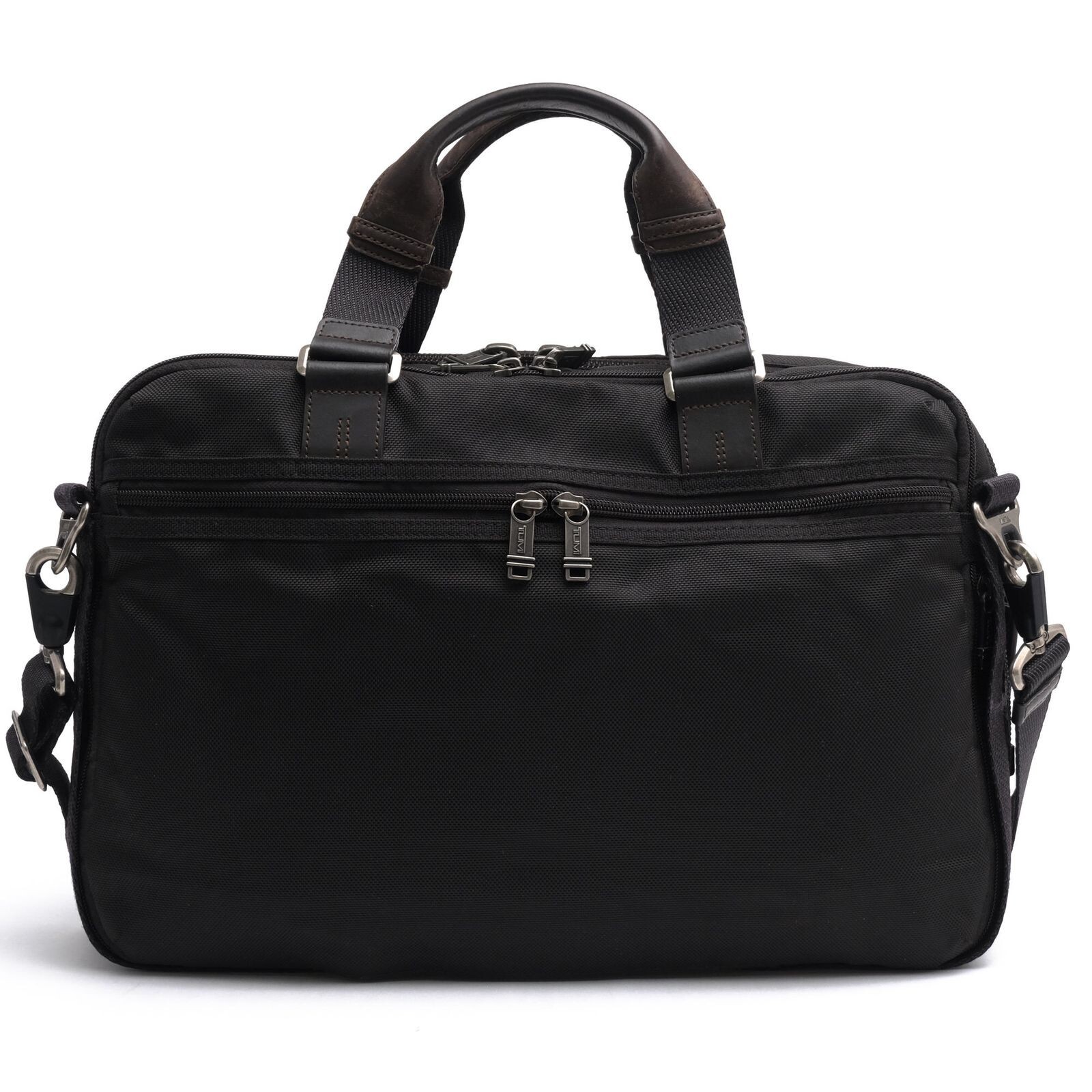 TUMI Alpha Bravo Pinckney Flap Briefcase Black Nylon Leather 2Way Laptop Auth