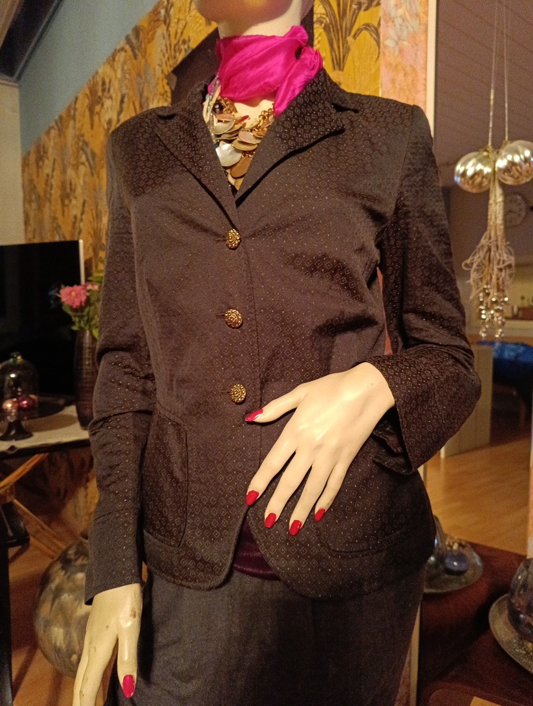 Blazer jacket festive Apanage 36 38 S suit classy gold buttons business