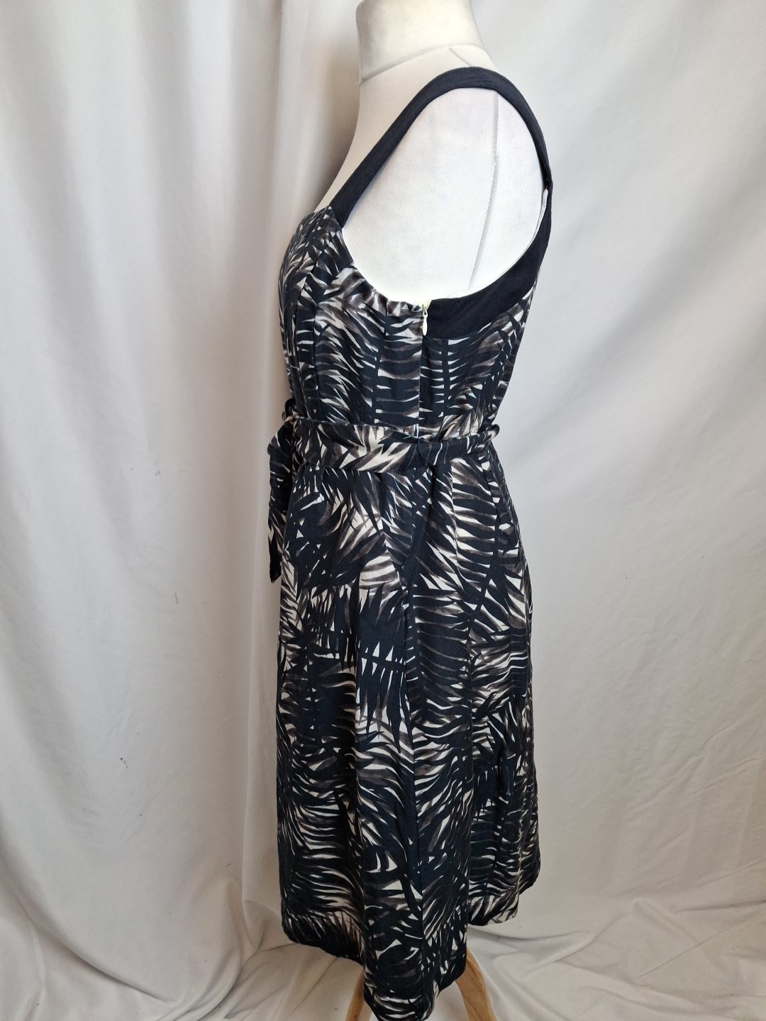 Phase Eight Holiday Dress Leaf Print Blue Belted Strappy Women’s UK14 C5195