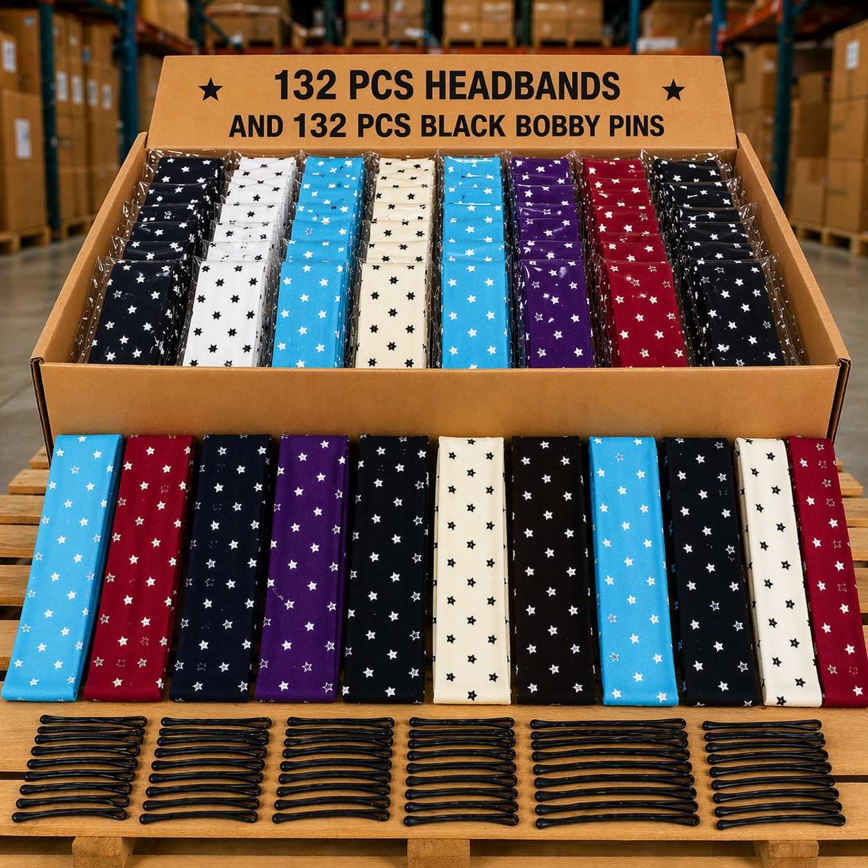 264PCS Wholesale Closeout Headbands Headwrap Assorted Colors W/ Black Bobby Pins