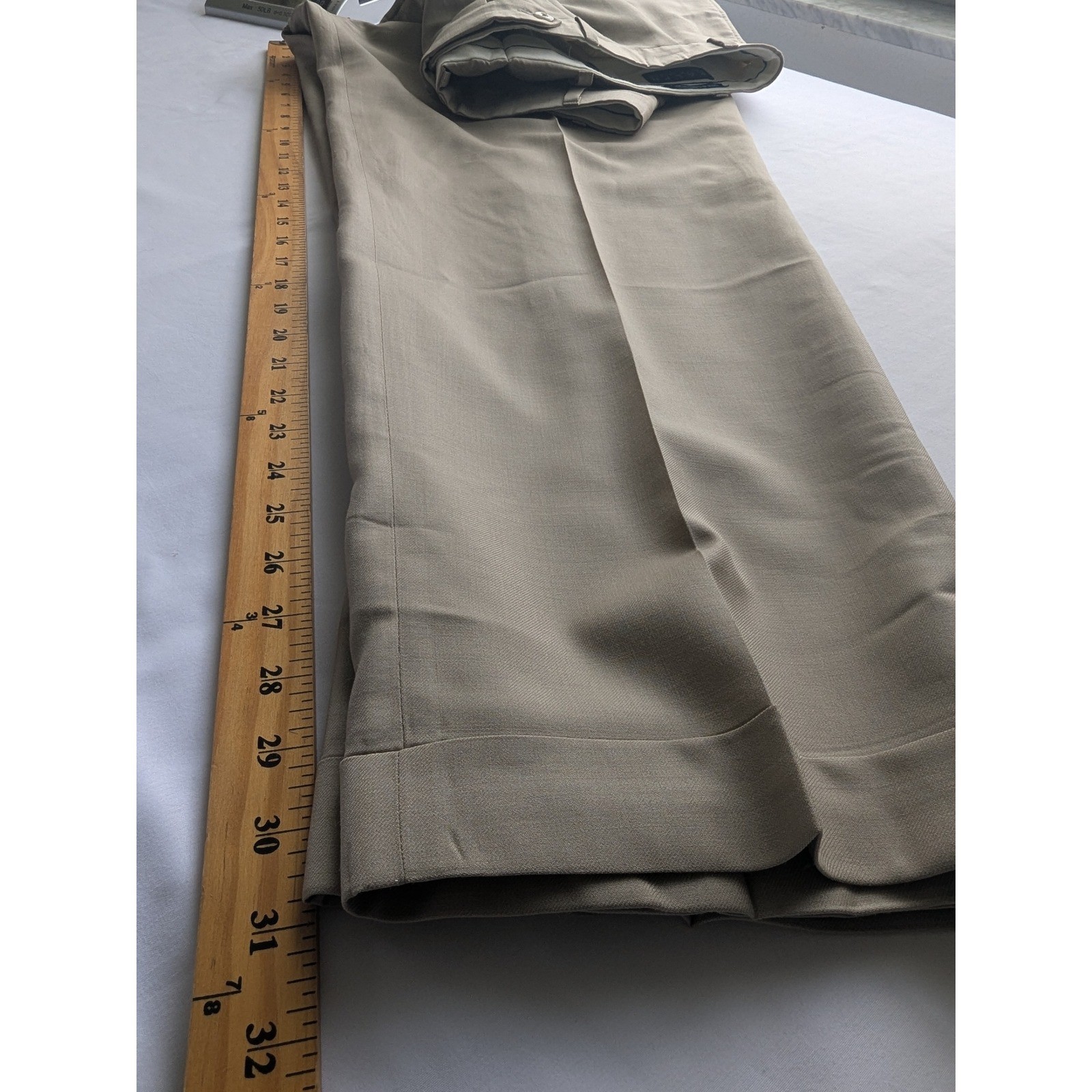 VTG Ralph Lauren Dress Pants Mens 35×31 Tan Wool Cashmere 120s Pleated Cuffed