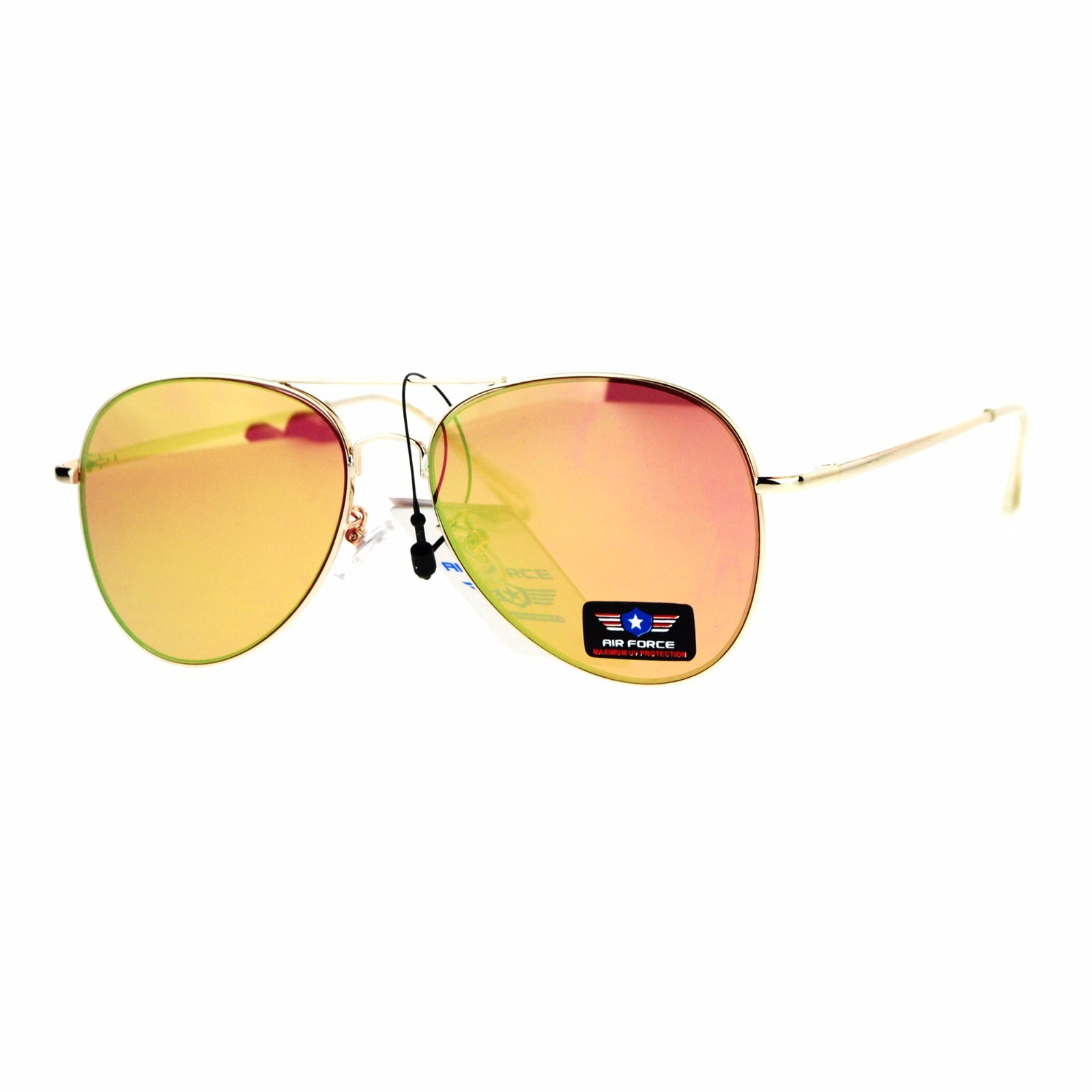 Air Force Pilot Sunglasses Unisex Spring Hinge Metal Frame Mirror Lens