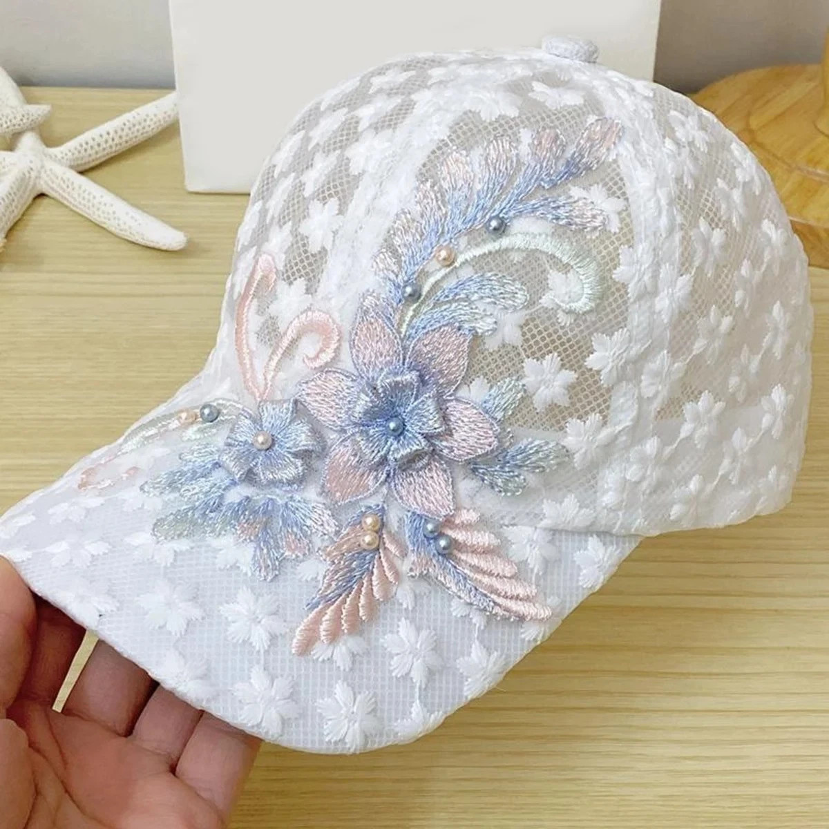 Embroidery Flowers Designer Baseball Cap Mesh Caps Women’s Fashion Hat
