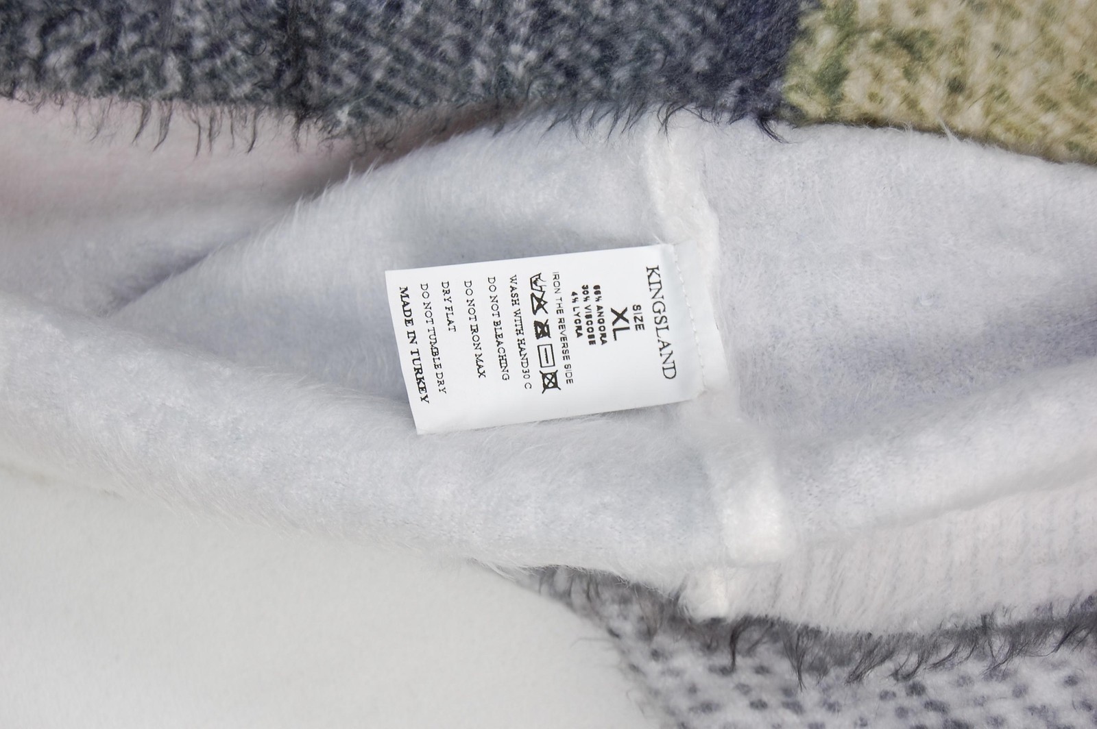Kingsland Sweater Womens XL Multicolor Angora Blend Fuzzy Patchwork Pullover