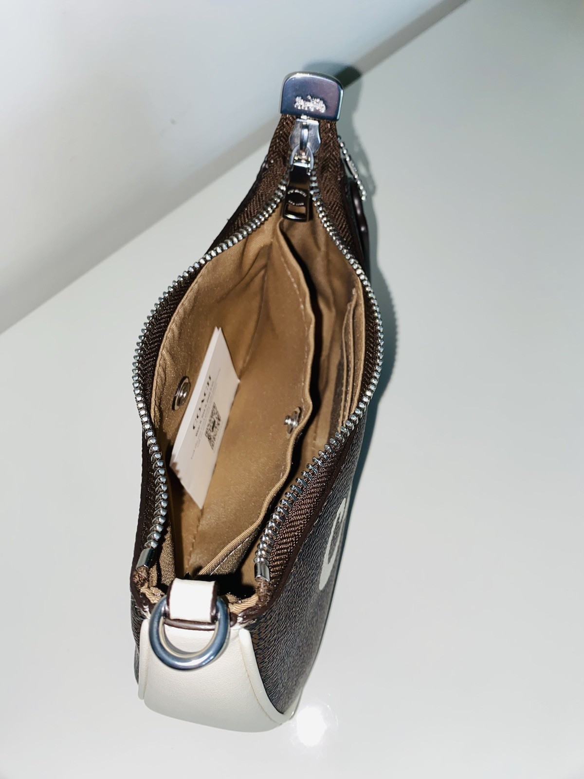 Coach Teri Mini Crossbody Leather Bag, Signature Canvas Coach Graphic, Worn Once