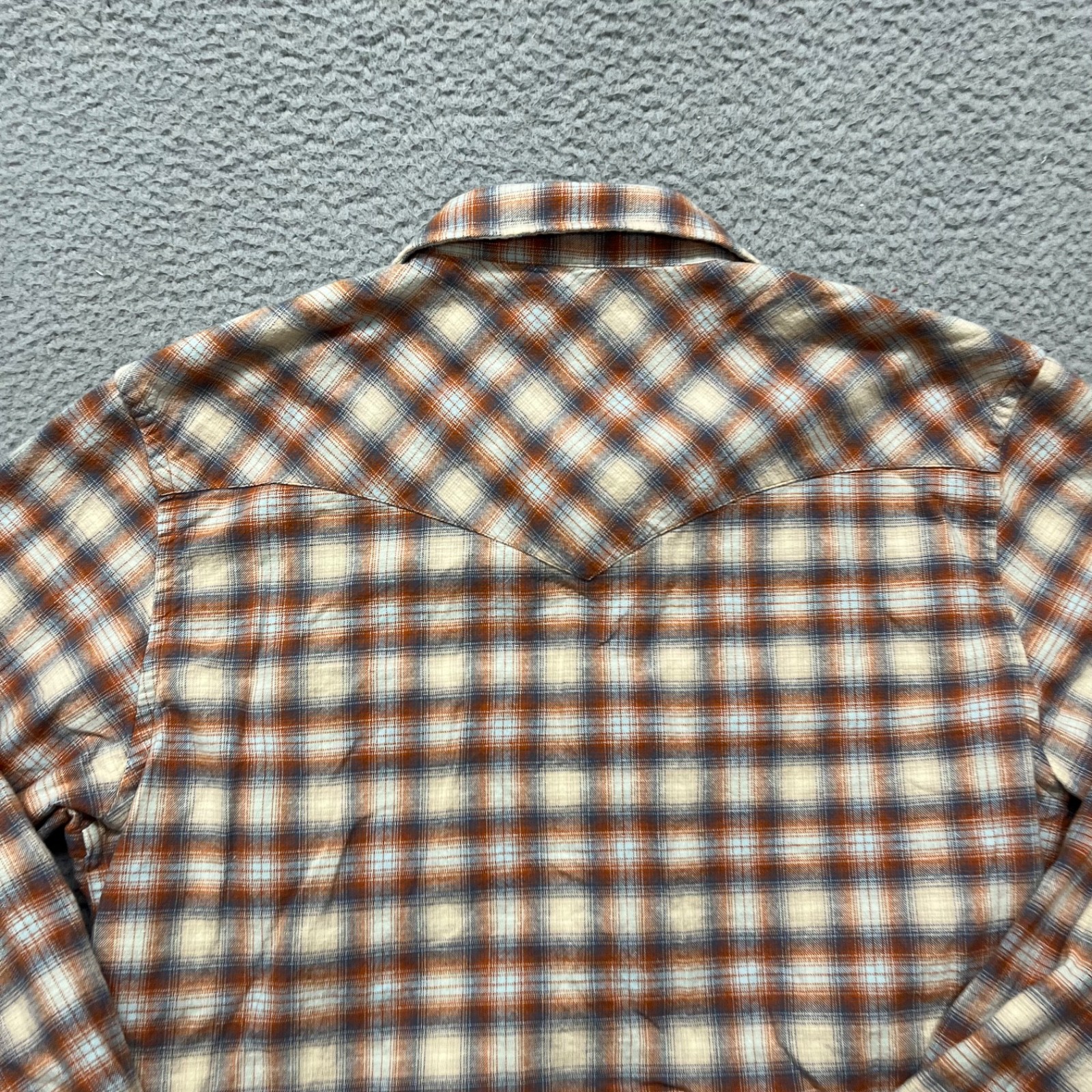 Pendleton Wyatt Shirt Mens L Orange Plaid Pearl Snap Flannel Western Classic