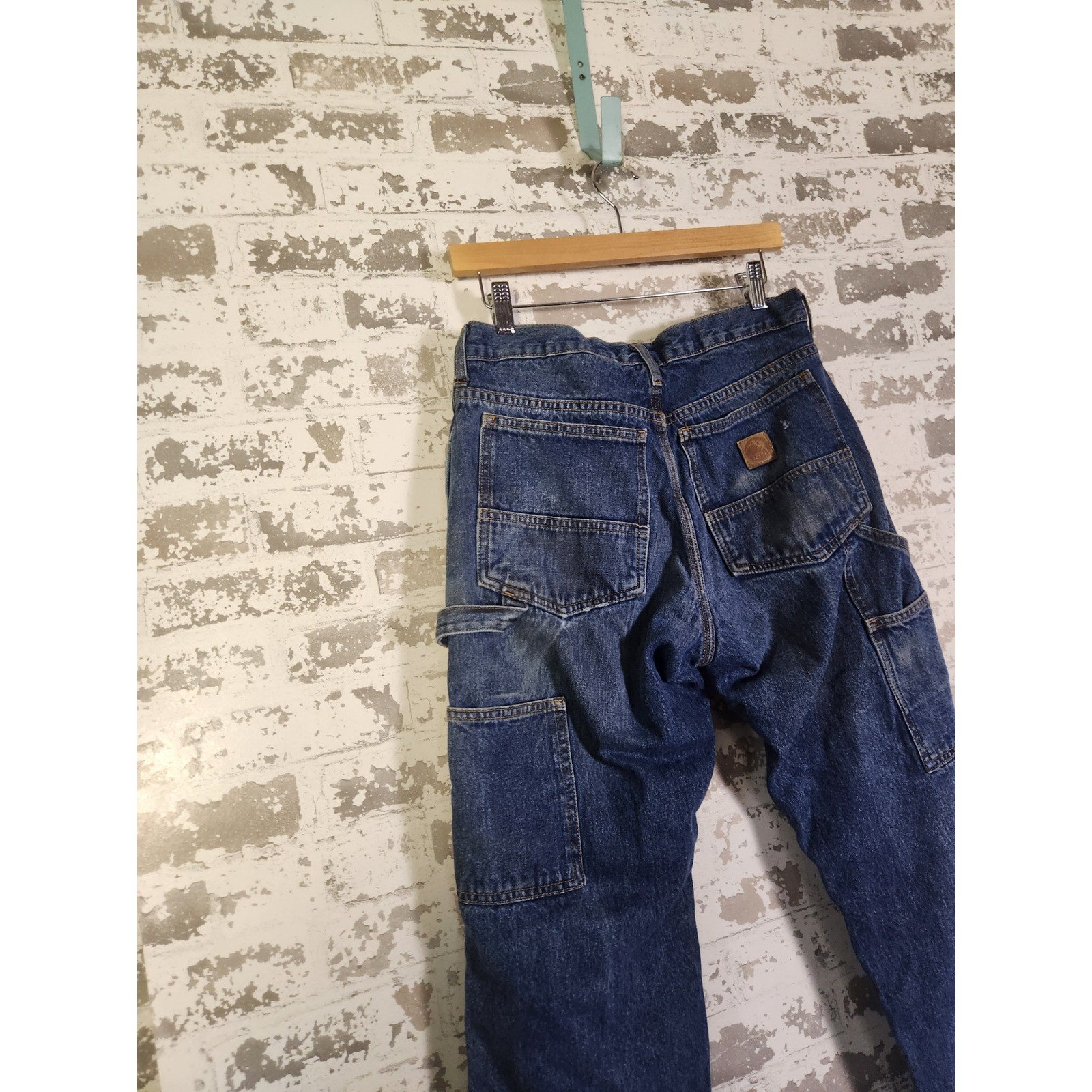 BERNE Mens Carpenter Jeans Size 30×30 Blue Denim Red Flannel Lined Workwear Pant