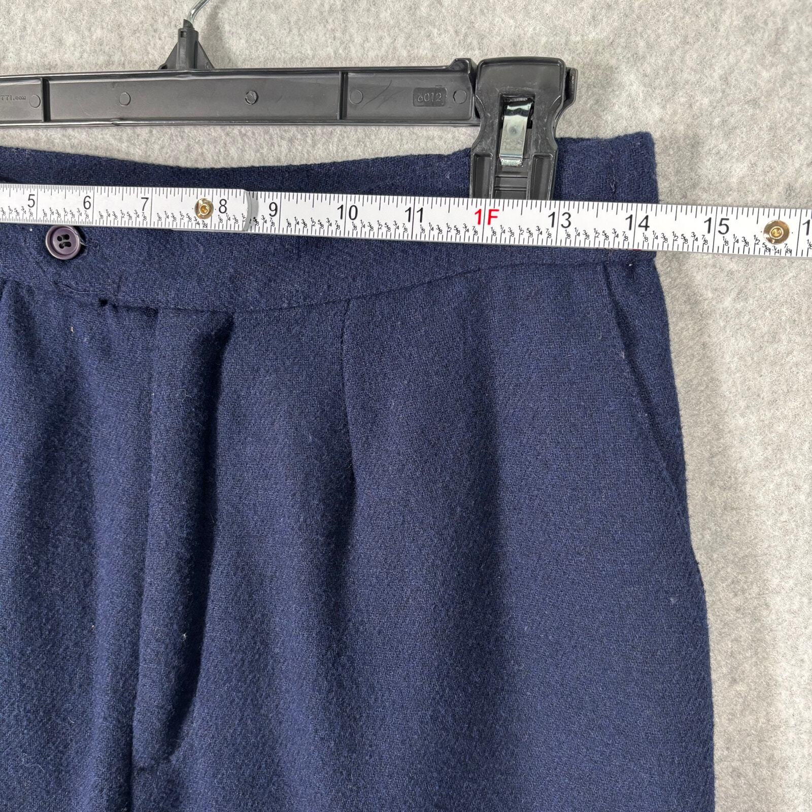 Vintage Pleated Wool High Rise Pants Womens 11 12 Navy Trousers Lined Slacks