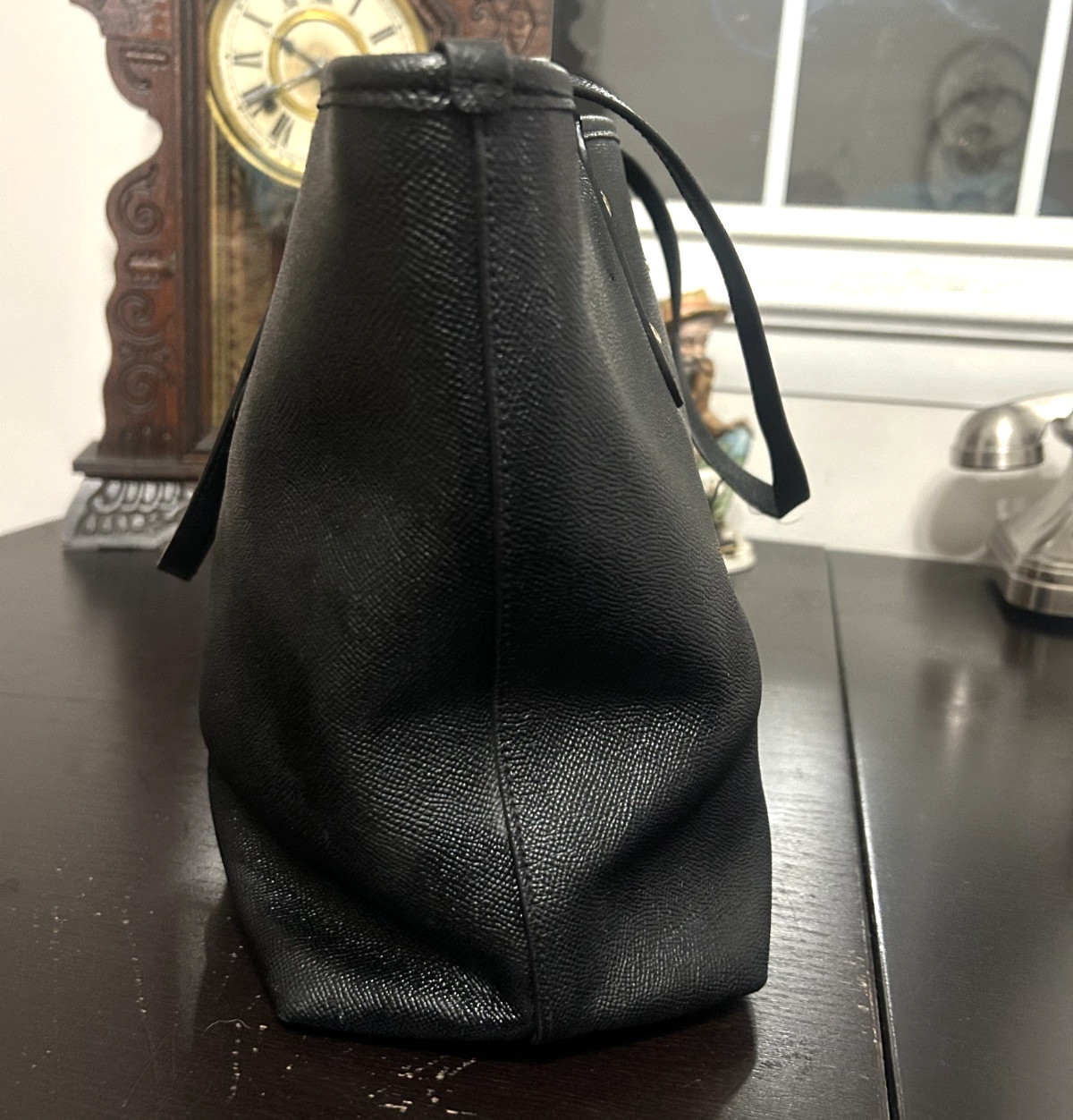 2017 Coach Black Cross Grain Leather City Zip Tote F58846 Black Textured READ