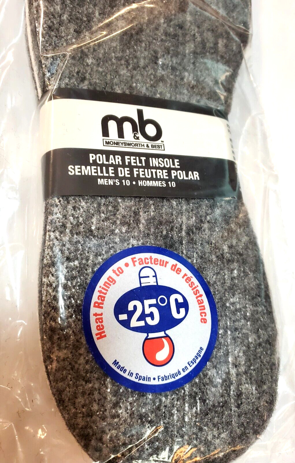 Moneysworth & Best Polar Felt Insole Temperature Control Made – Canada Men 8-13