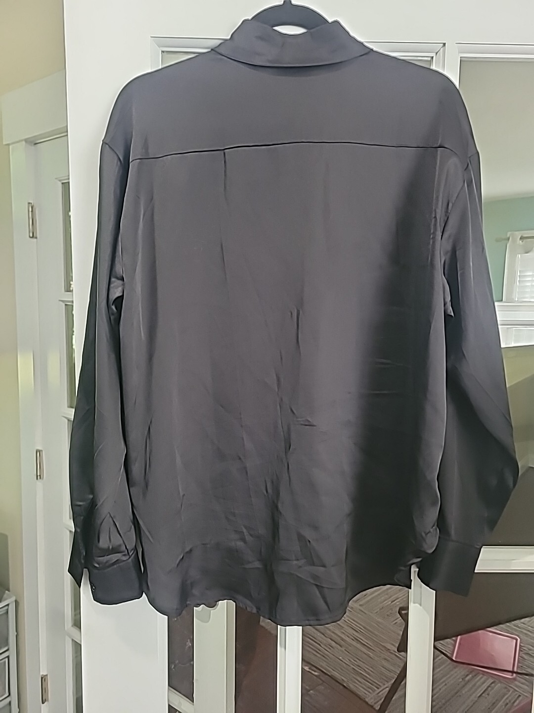 Must Have Black Silky Smooth Feel Button Down Shirt Blouse
