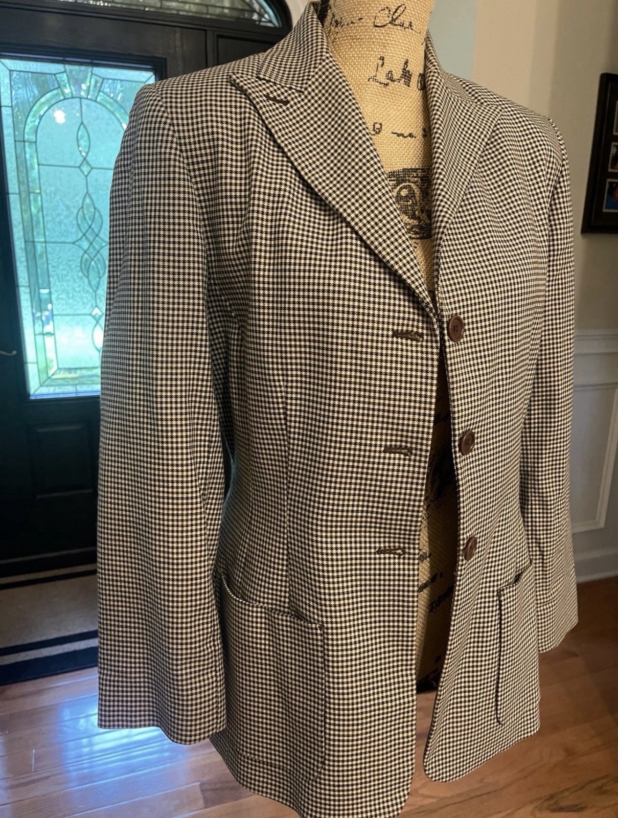 Max Studio Collection Women’s Houndstooth Herringbone Blazer Jacket Size 10
