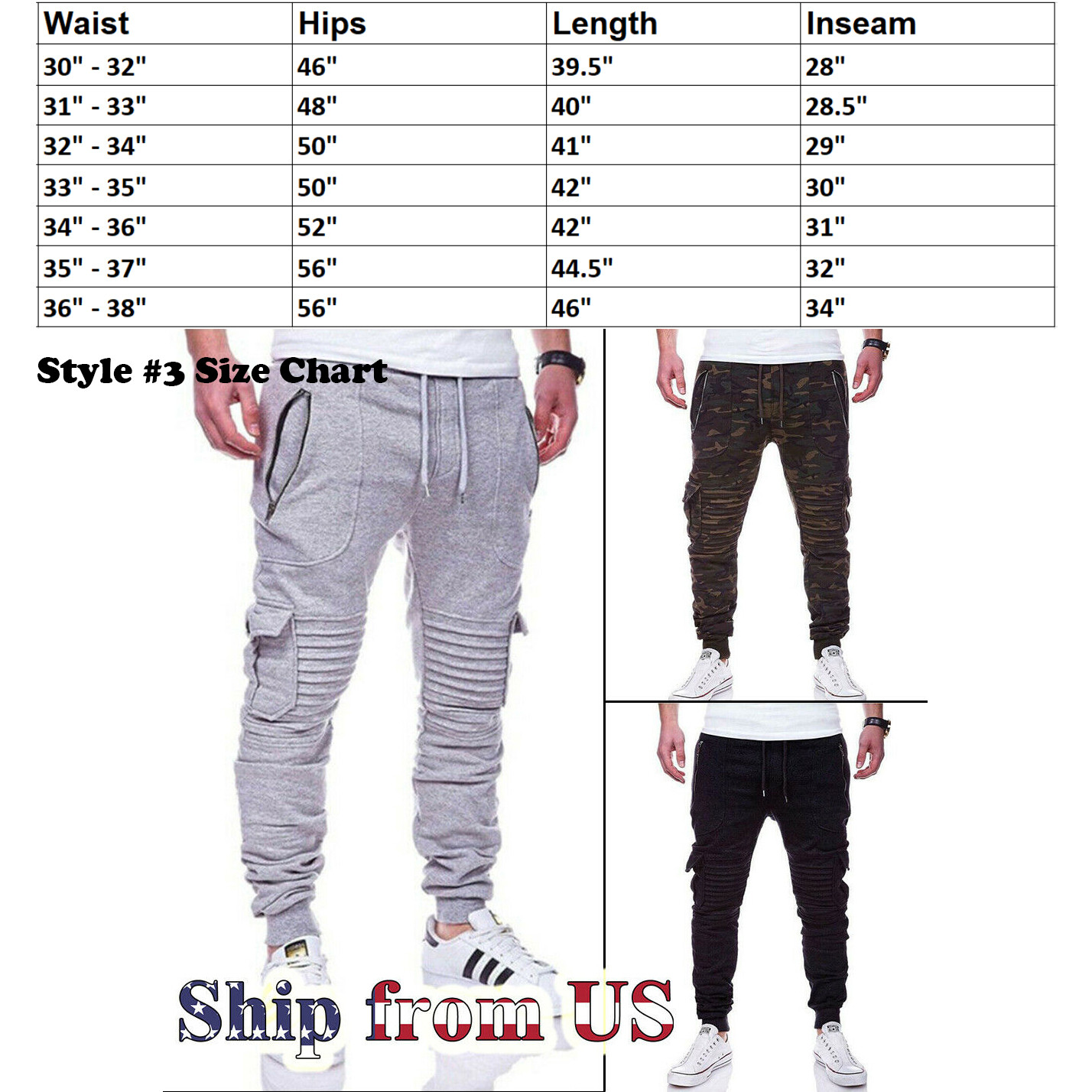 Men Casual Joggers Pants Sweatpants Cargo Combat Active Sports Slim-Fit Trousers