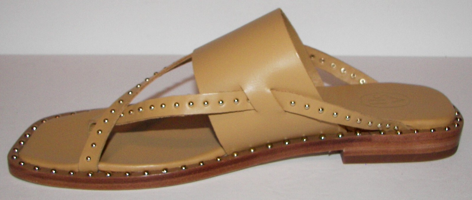 ASH Camel Beige Leather Studded Flat Sandals Shoes 39M