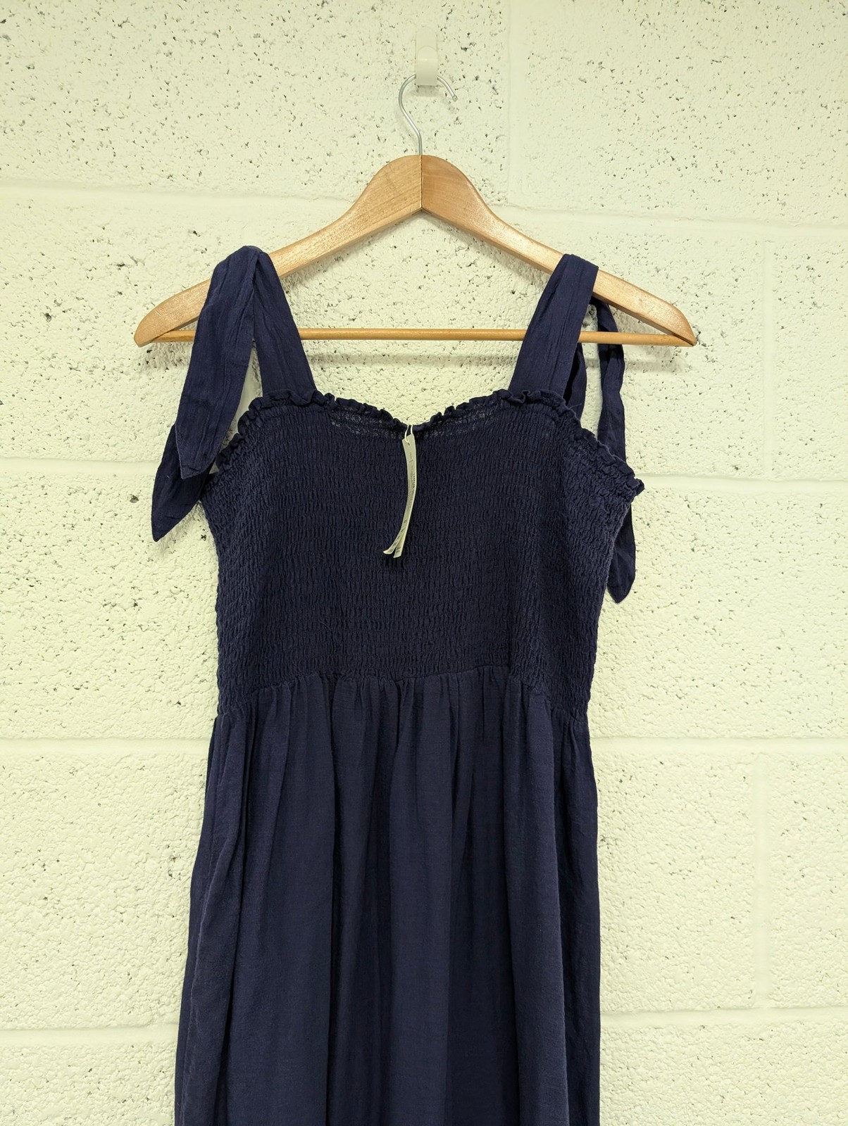 Accessorize 100% Cotton Midi Dress Purple/Navy Stretch Summer Holiday M UK 12-14