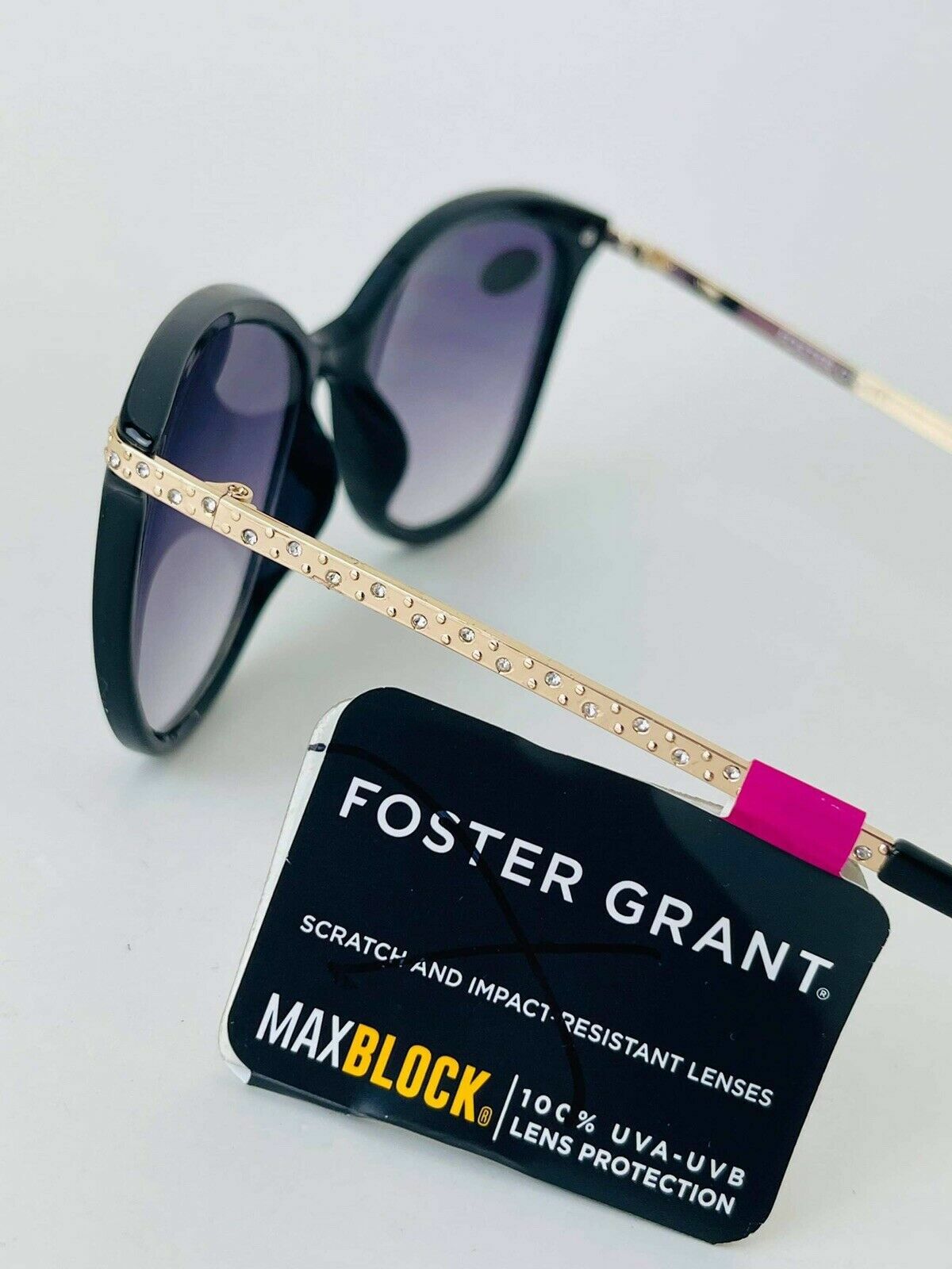 Foster Grant Maxblock 100% UVA / UVB Protection Black Gold Sunglasses For Women