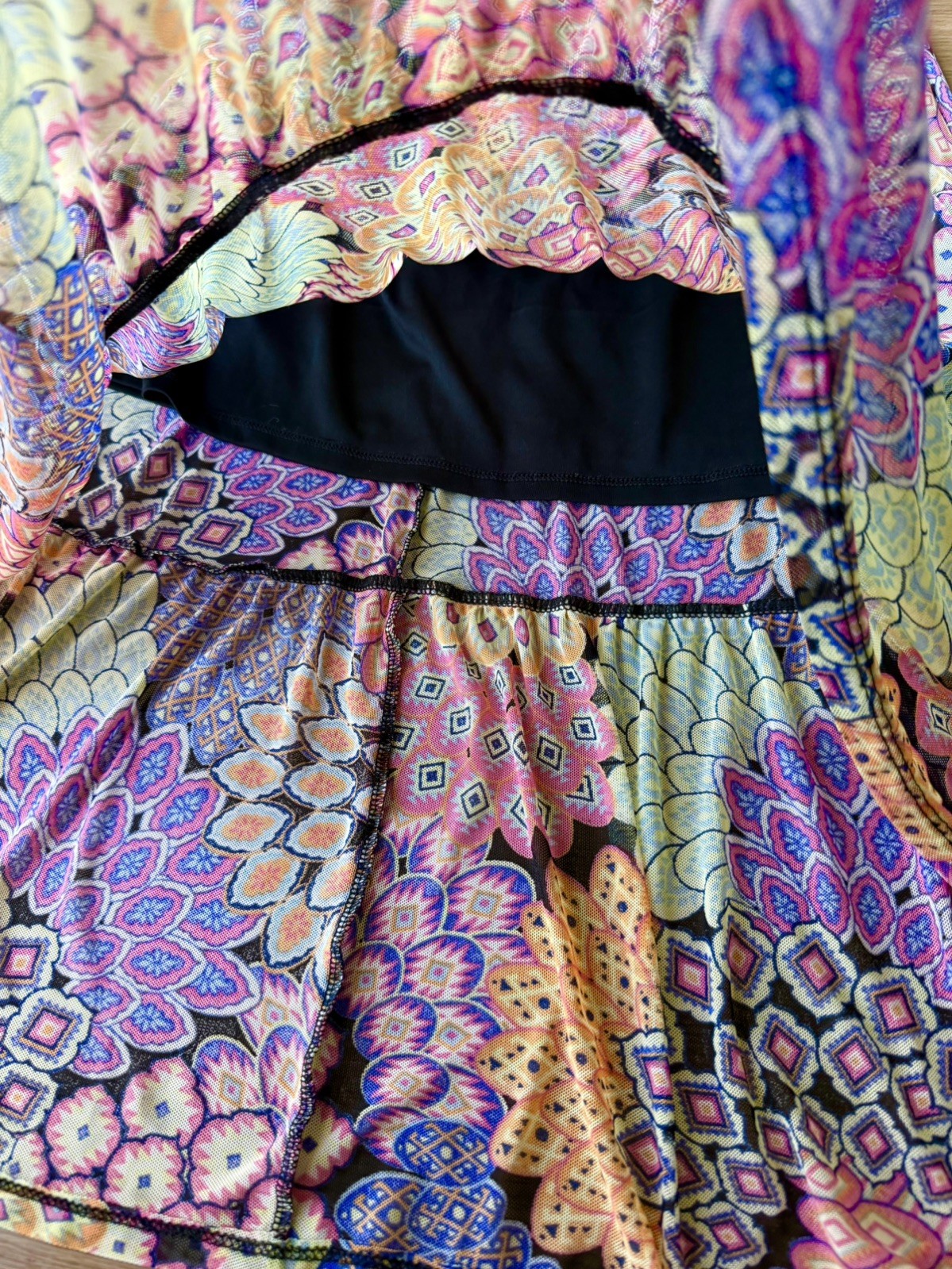 Harlow & Rose Boho Floral Tiered Skirt Women’s Size L Colorful Lined Midi