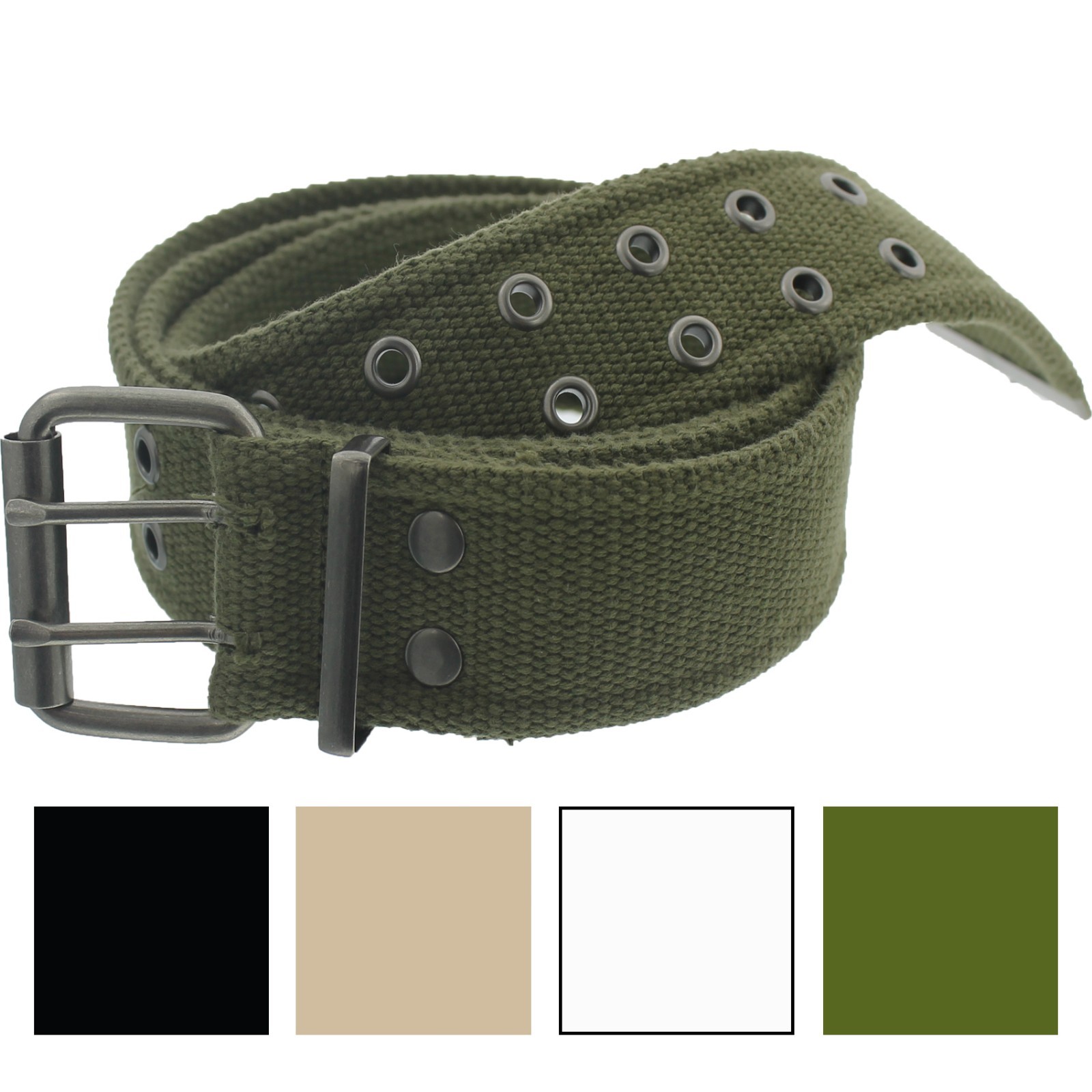 Rothco Double Prong Canvas Belt, Heavy Duty Army Pistol Grommet Two Hole 1.75″