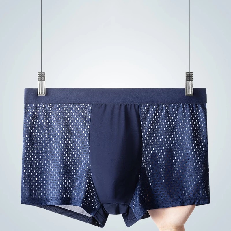 4 Pack Men’s Ice Silk Mesh Boxer Briefs Breathable Soft Plus Size Underwear