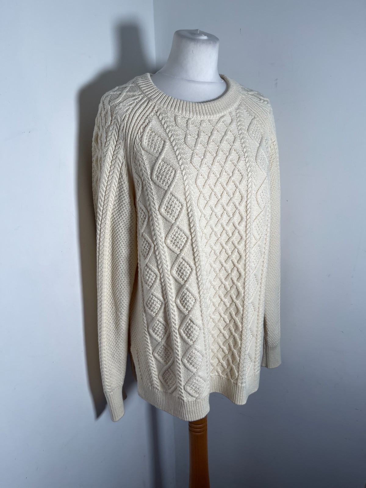 J. Crew chunky knit jumper top M L VGC cotton cable knit sweater cream classic