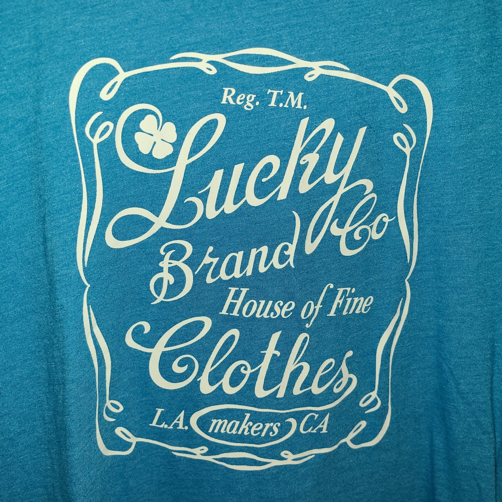 8601) NWOT LUCKY BRAND medium crew neck tee blue logo short sleeve cotton new