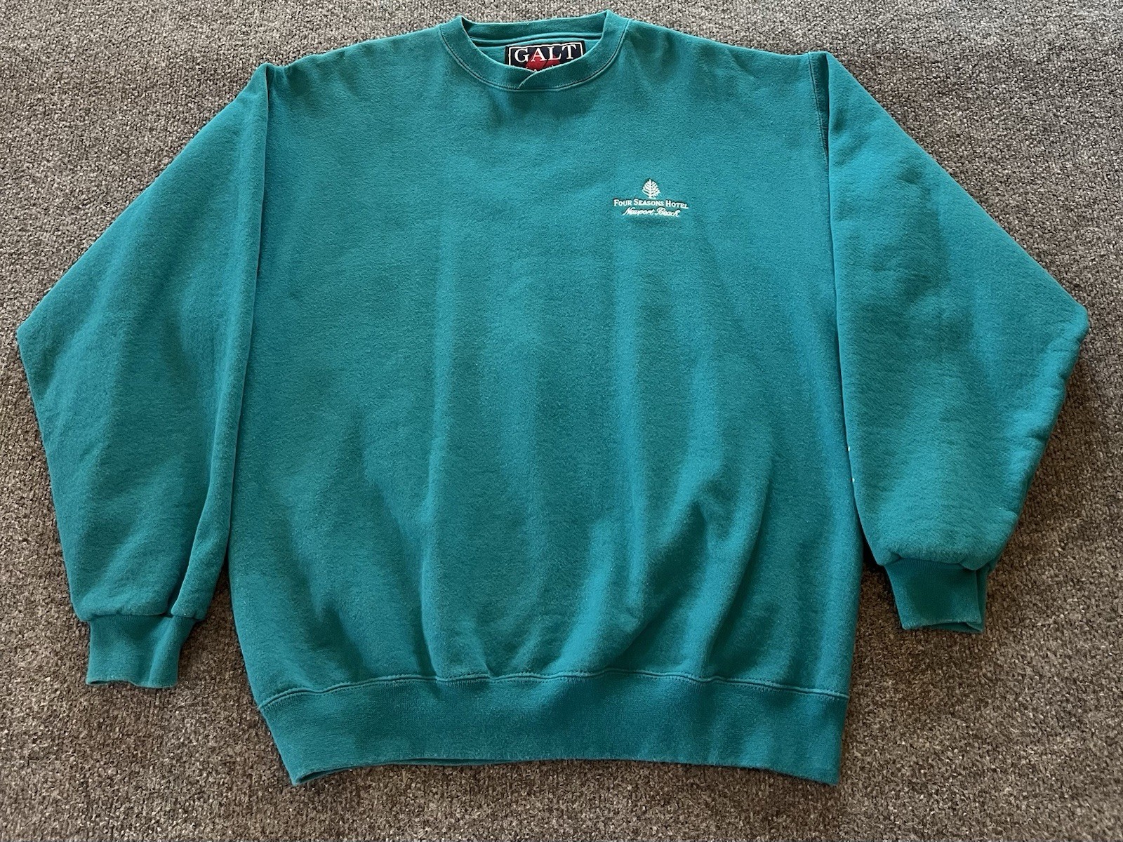 Vtg 90s Galt Sand Four Seasons Hotel Newport Beach Sweatshirt L Teal Made In USA