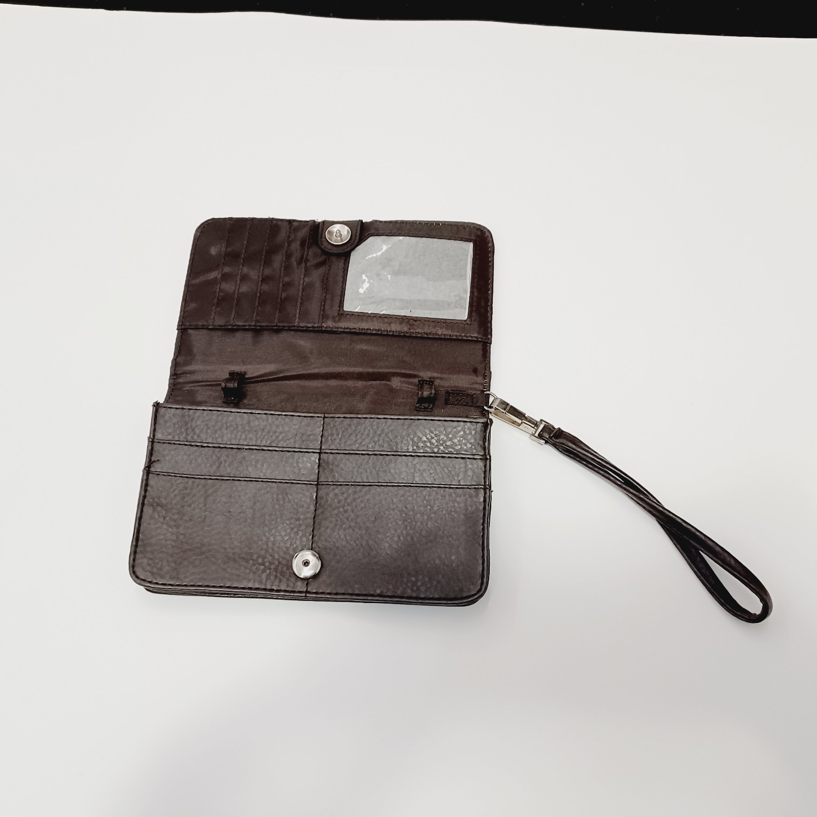 Creative Memories Brown Blue Tan Brown Stripe Wristlet Wallet