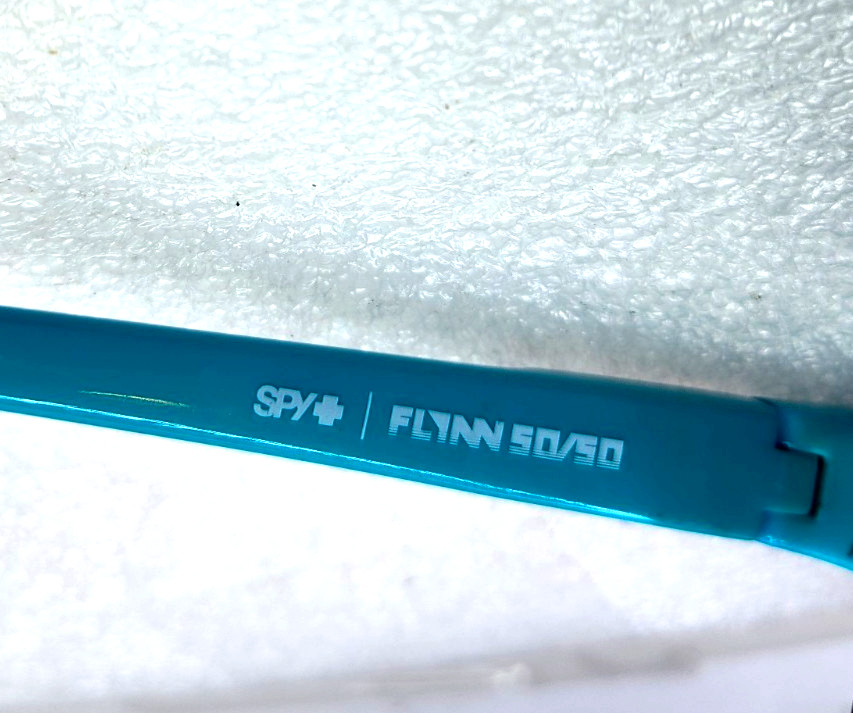 SPY + Matte Teal Flynn 50/50 Shield MIRRORED SUNGLASSES 134-00-140 Scratches