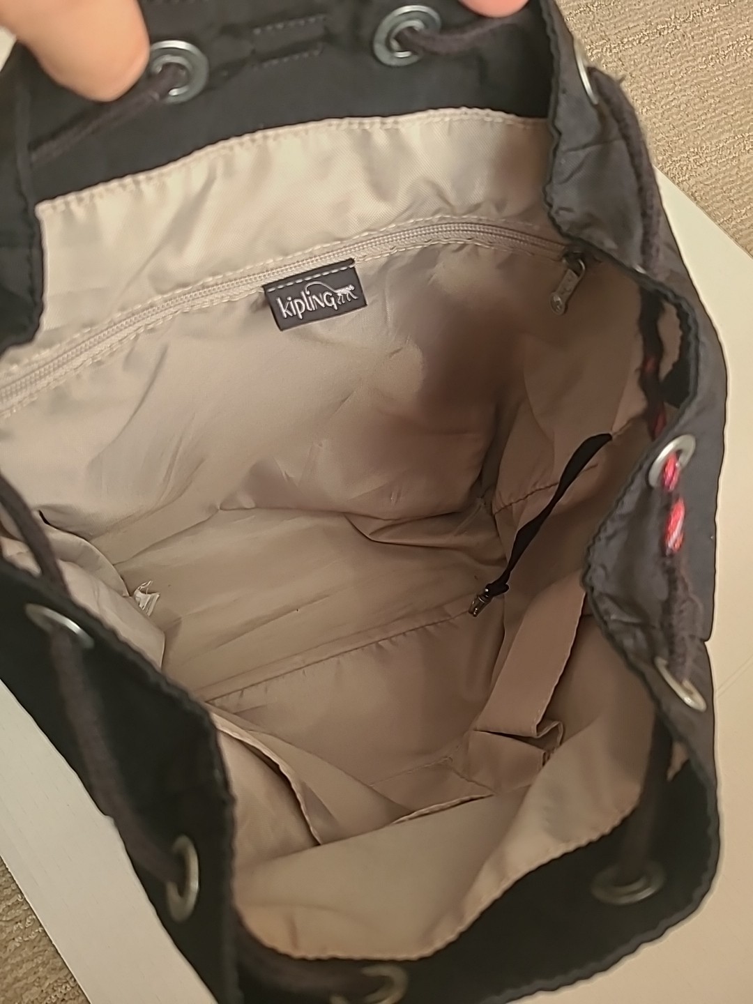 Kipling Womens Textured Zip Silver Tone Hardware Backpack Used