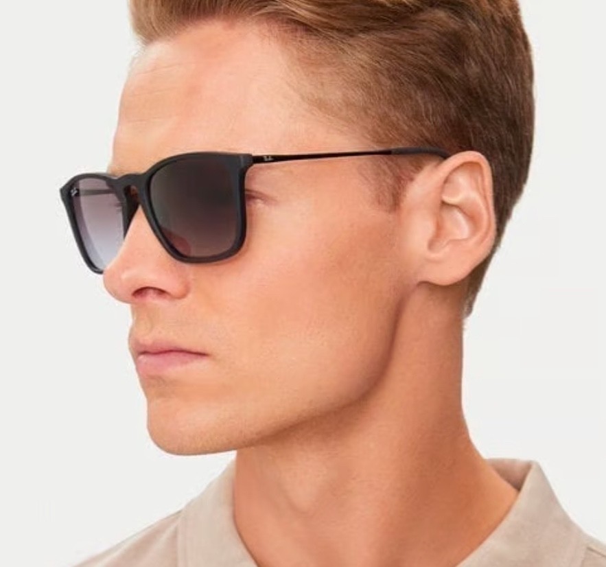 New Ray-Ban Chris RB4187 Polarized 54-18 Sunglasses Matte Black Gradient Grey