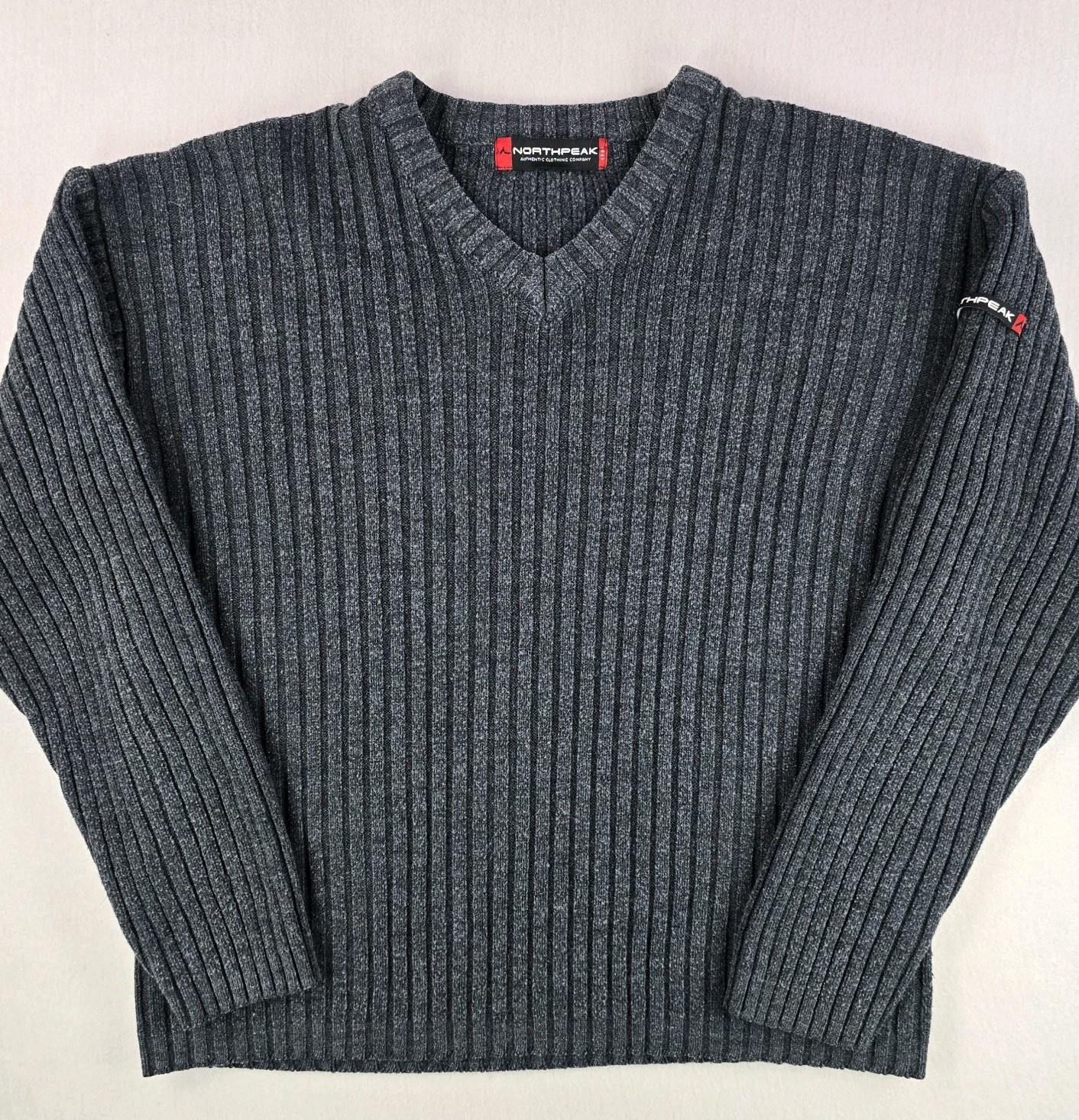 Northpeak Mens Sweater Large Pullover Ribbed Acrylic Polyester Blend Outdoors
