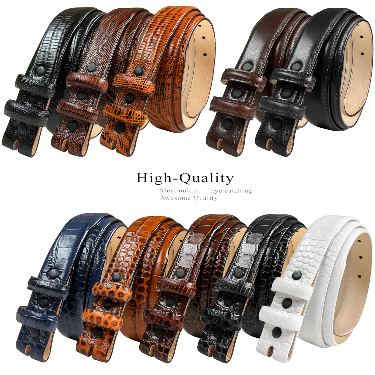 Replacement Belt Strap Italian Calfskin Genuine Leather Dress Belt Fits 1″ Wide