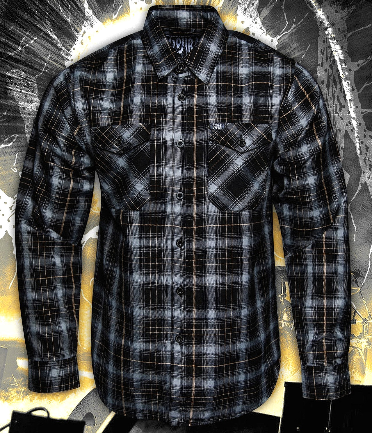 DIXXON Flannel x GOJIRA Men’s LARGE Collab Metal Band Plaid Button Shirt