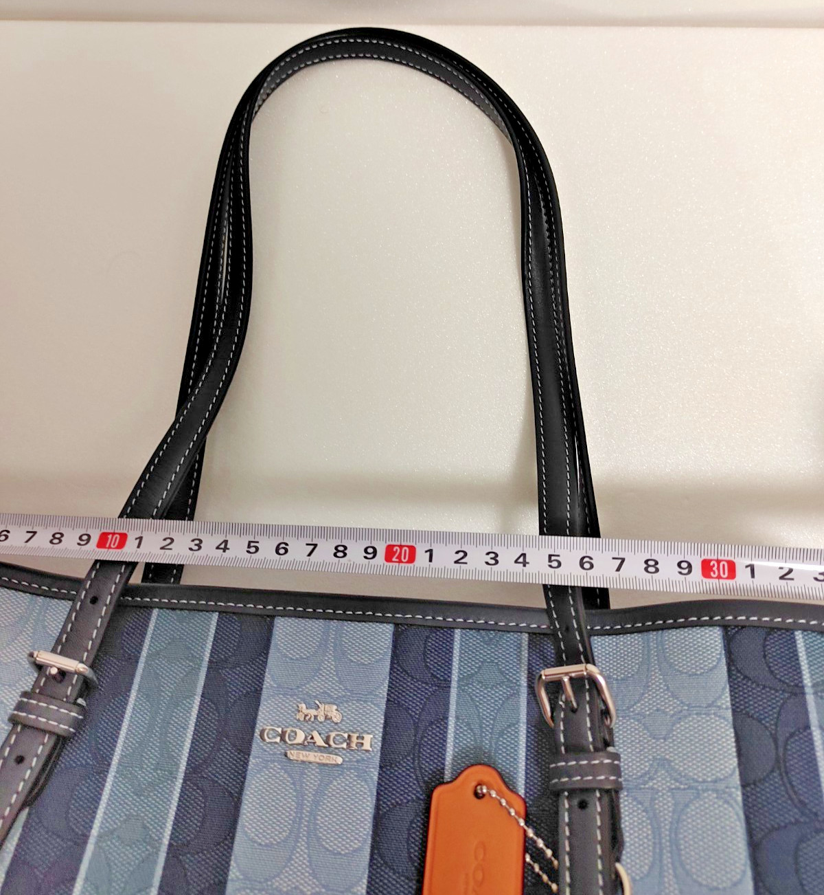 COACH Mollie Tote Bag Midnight Multi Signature Jacquard Stripes C8415 Mint New