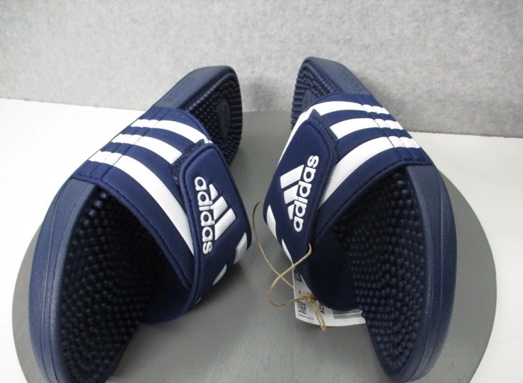 Adidas Adissage Slides Sport Blue White Sandals Mens Sz 12 Womens Sz 13